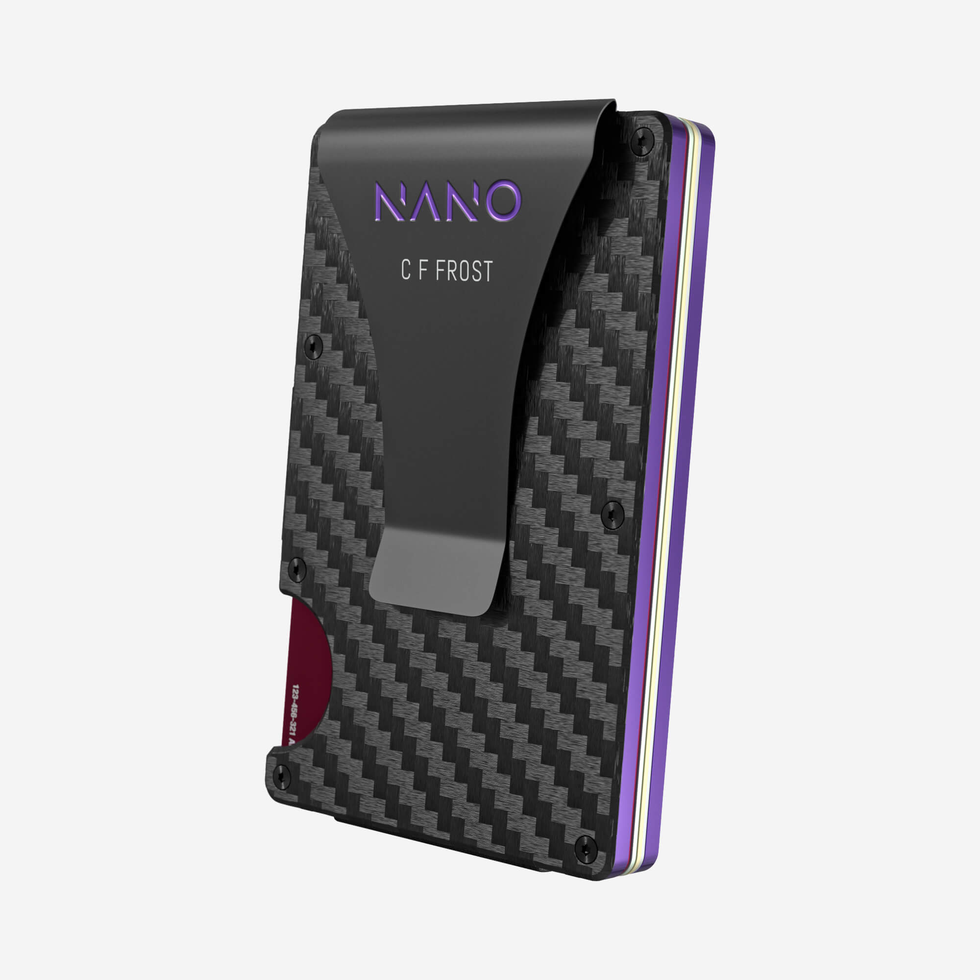 001 Personalised Money Clip Wallet (Stealth Black/Nebula Purple)