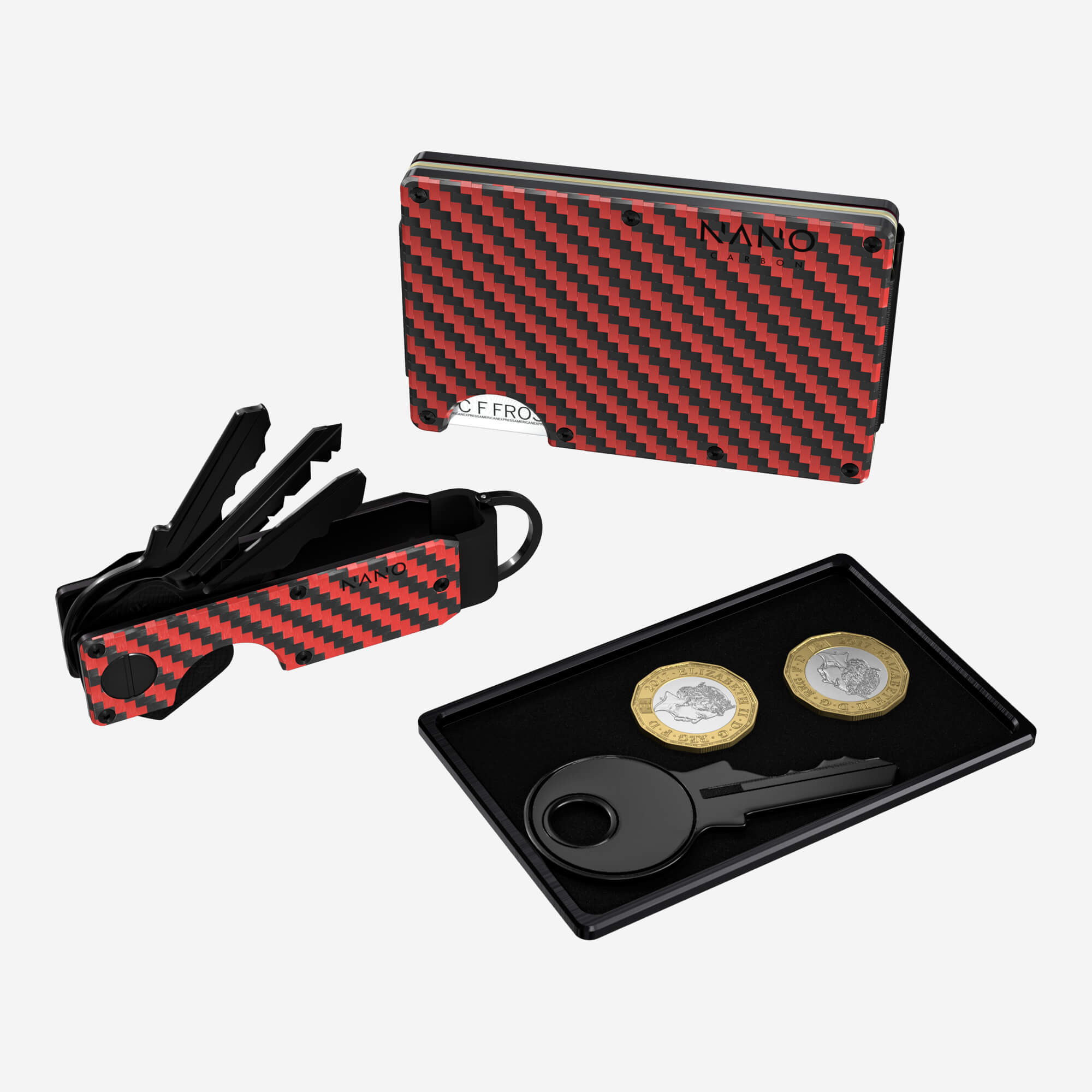 Personalised Money Clip Wallet (Diablo Red/Stealth Black) Ultimate Bundle