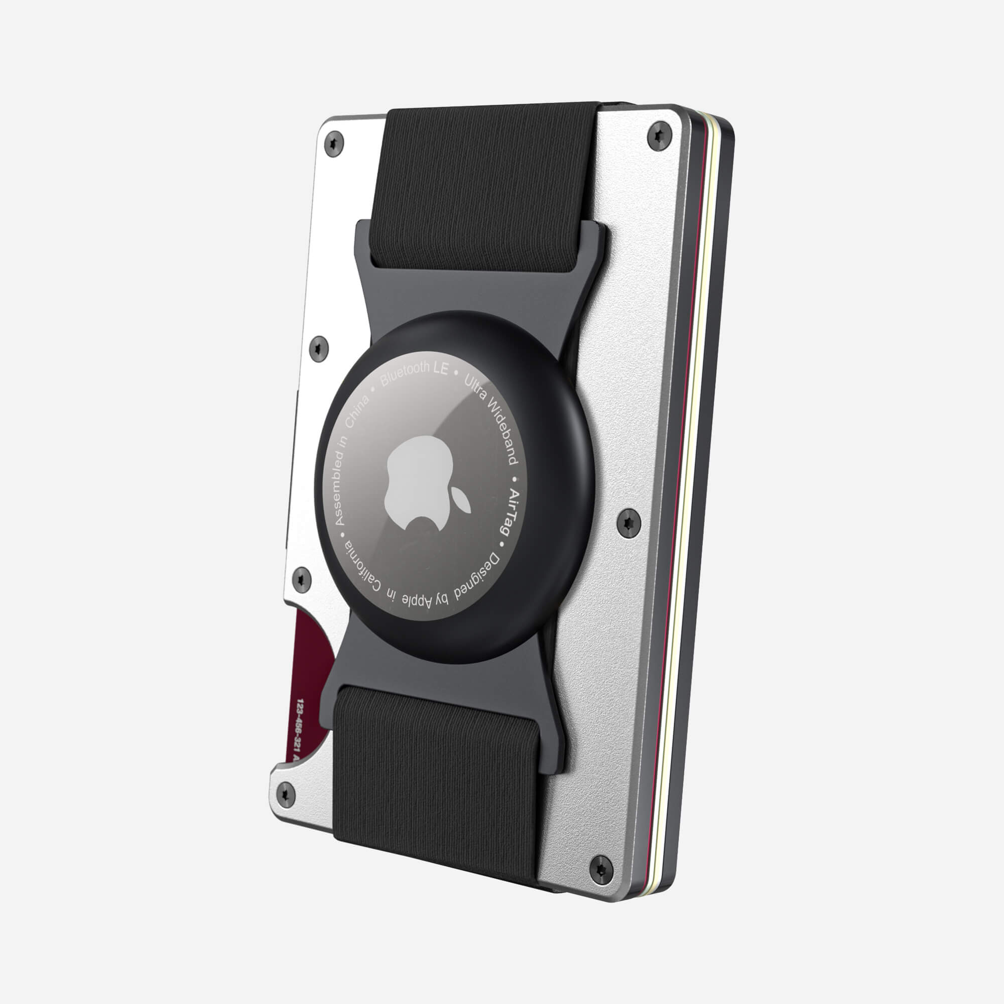 Personalised AirTag Cash Strap Wallet (Ghost Silver) Essential Bundle