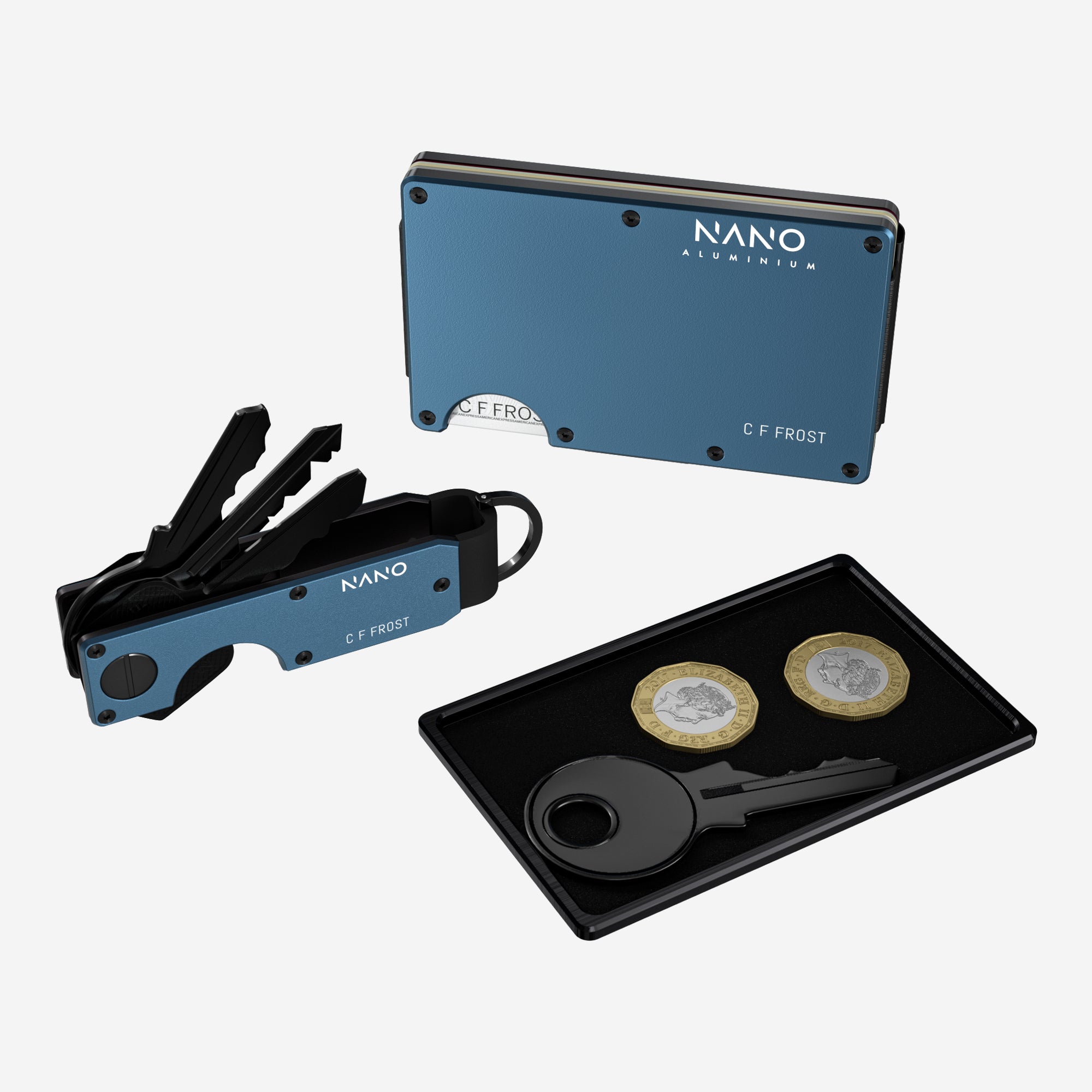 Personalised AirTag Money Clip Wallet (Riviera Navy) Ultimate Bundle