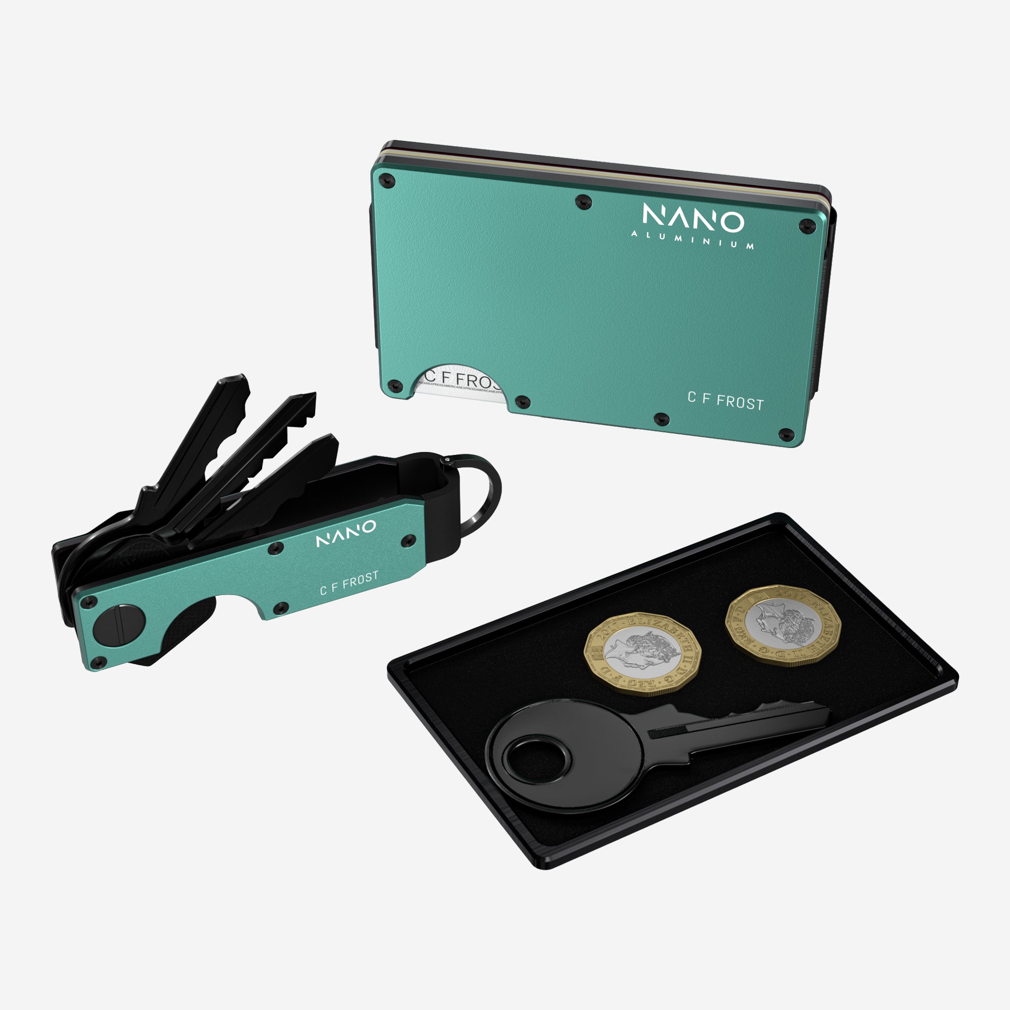 Personalised AirTag Money Clip Wallet (Racing Green) Ultimate Bundle