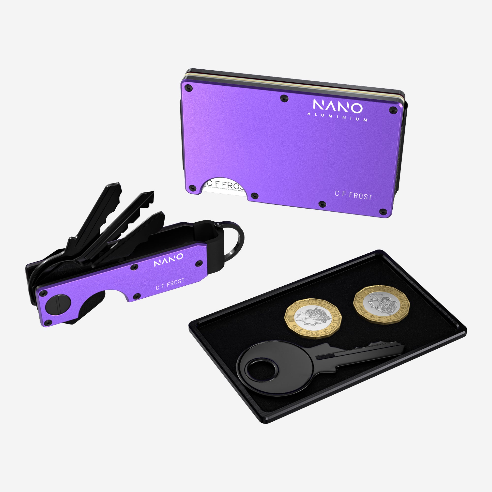 Personalised AirTag Money Clip Wallet (Nebula Purple) Ultimate Bundle