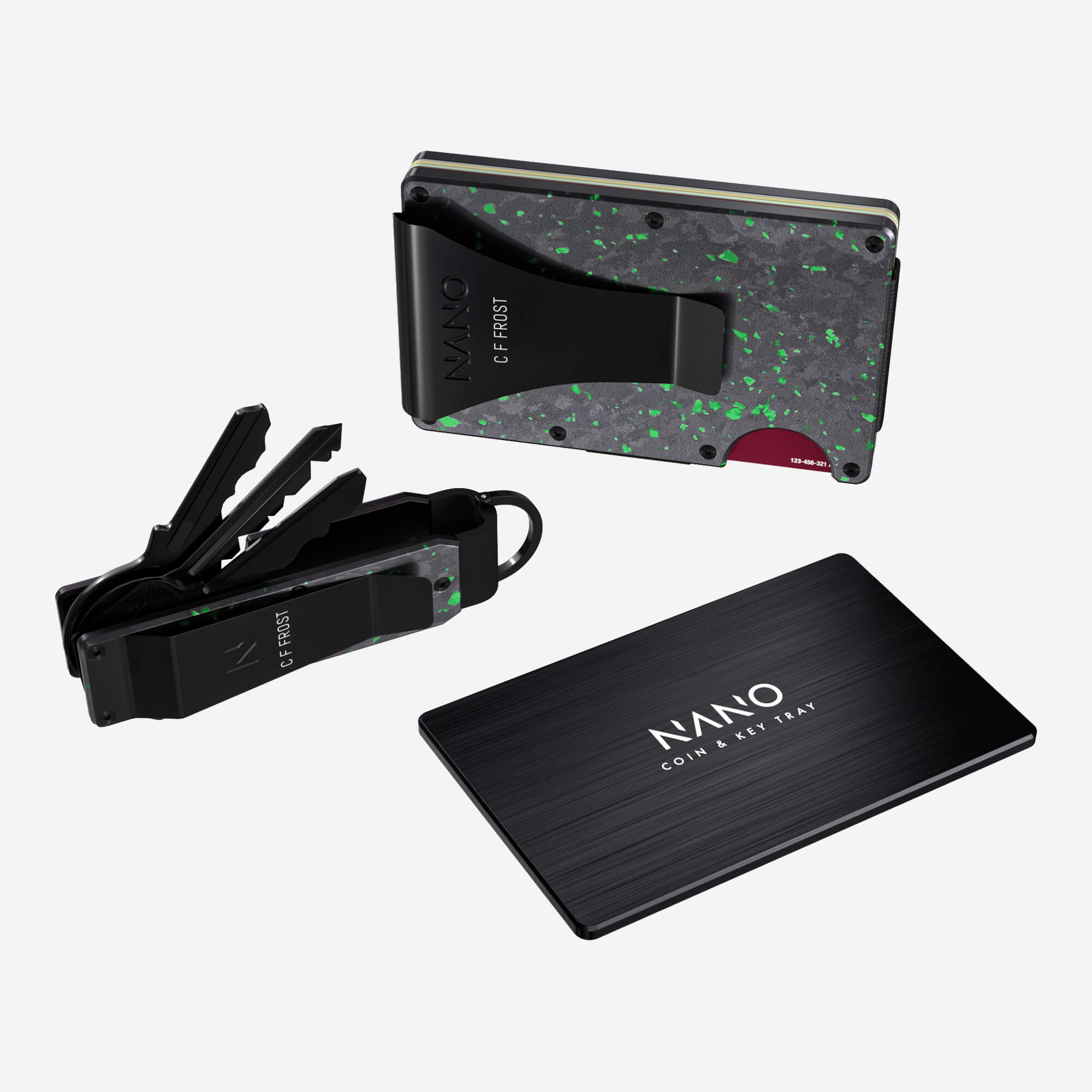 Personalised Money Clip Wallet (Nero/Verde) Ultimate Bundle