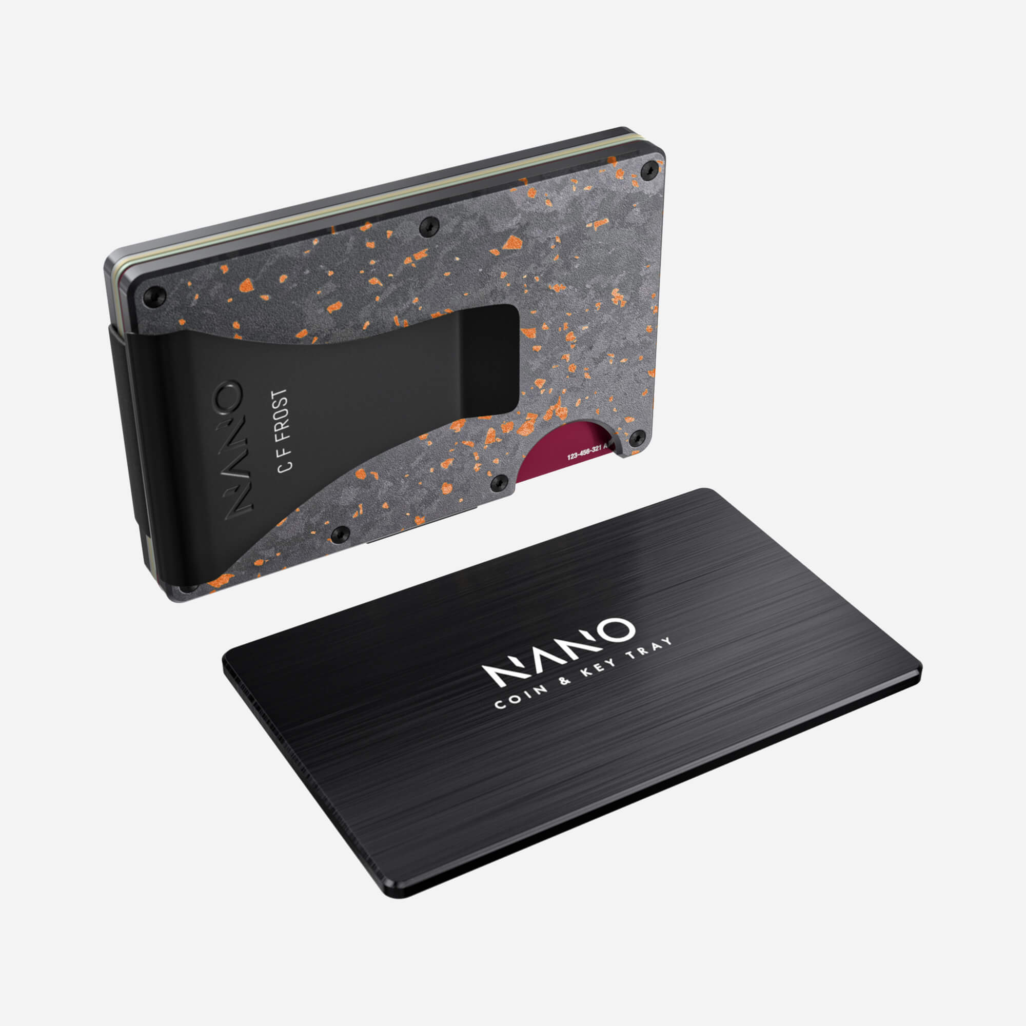 Personalised Money Clip Wallet (Nero/Arancione) Essential Bundle
