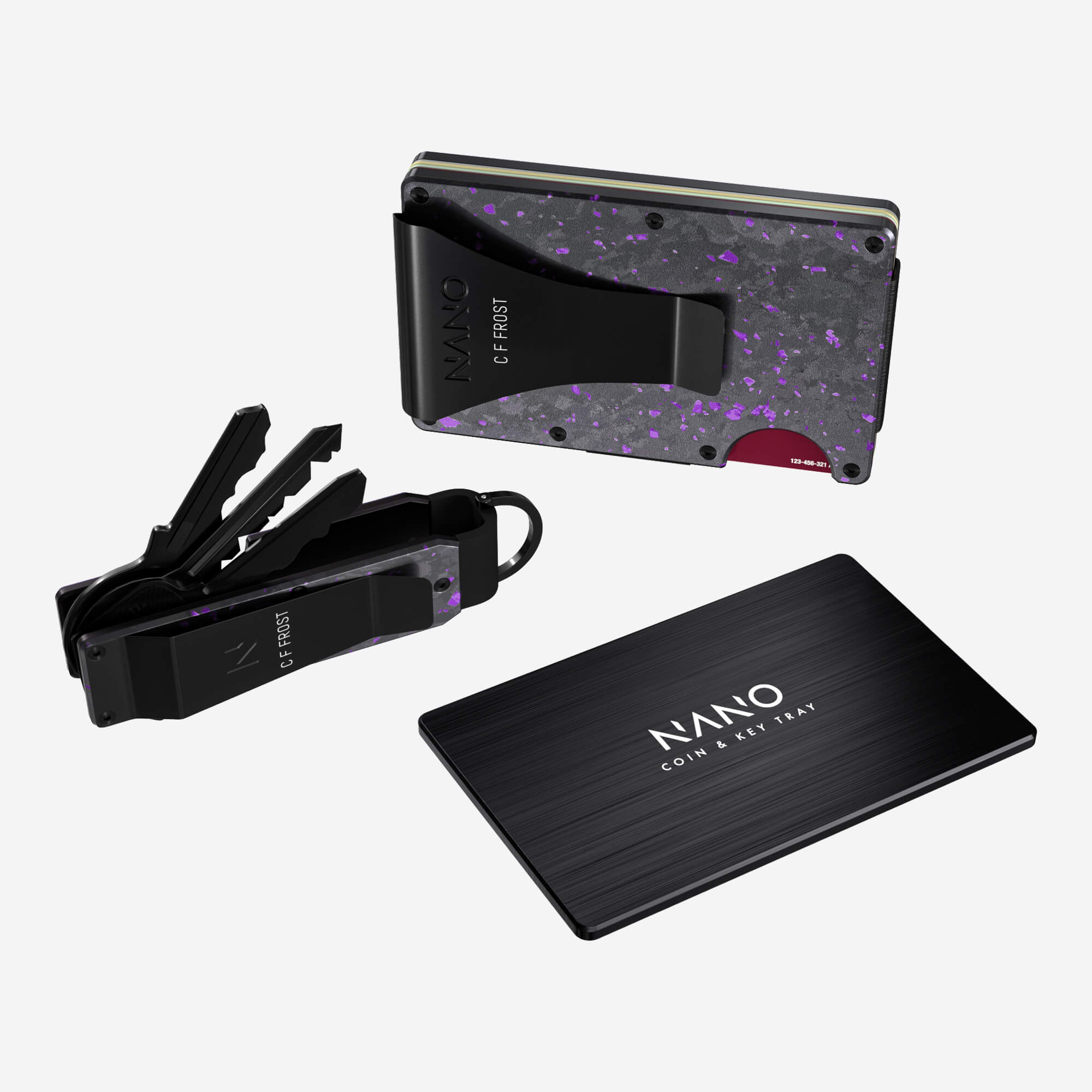 Personalised Money Clip Wallet (Nero/Viola) Ultimate Bundle
