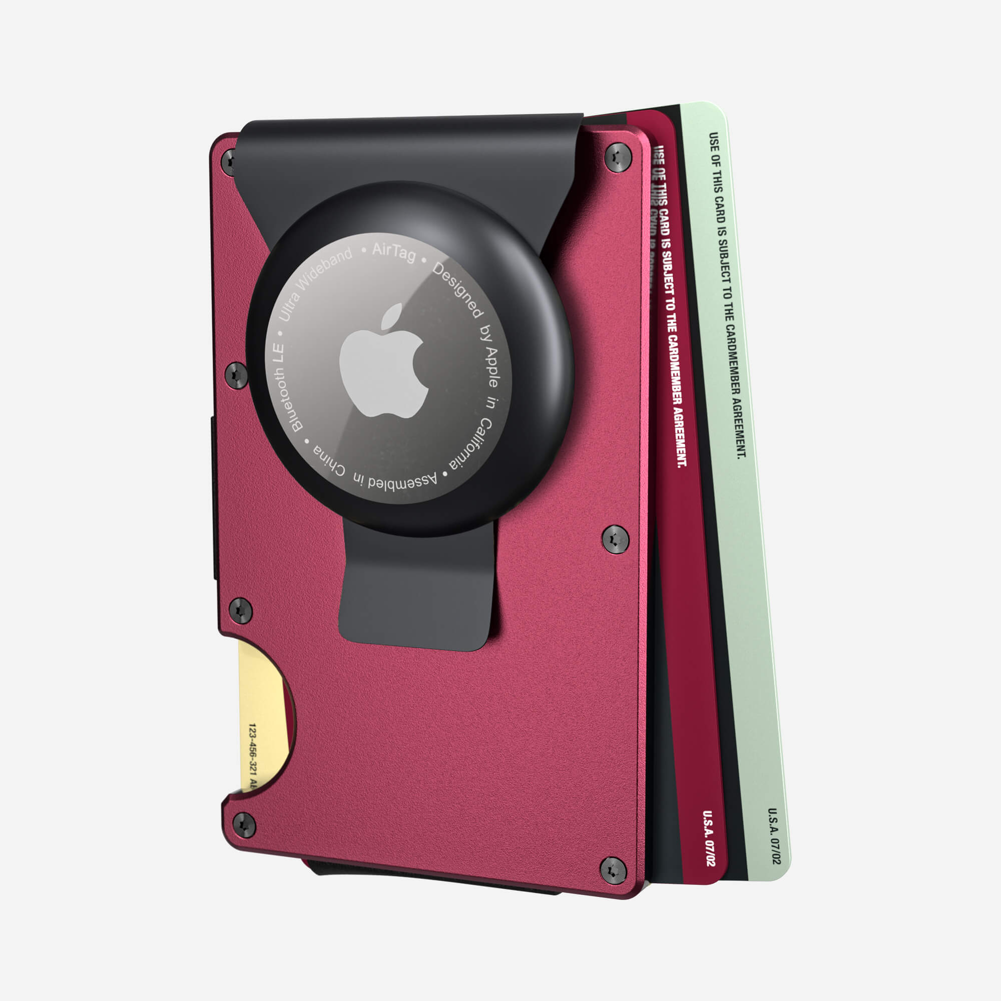 Personalised AirTag Money Clip Wallet (Portofino Red) Essential Bundle