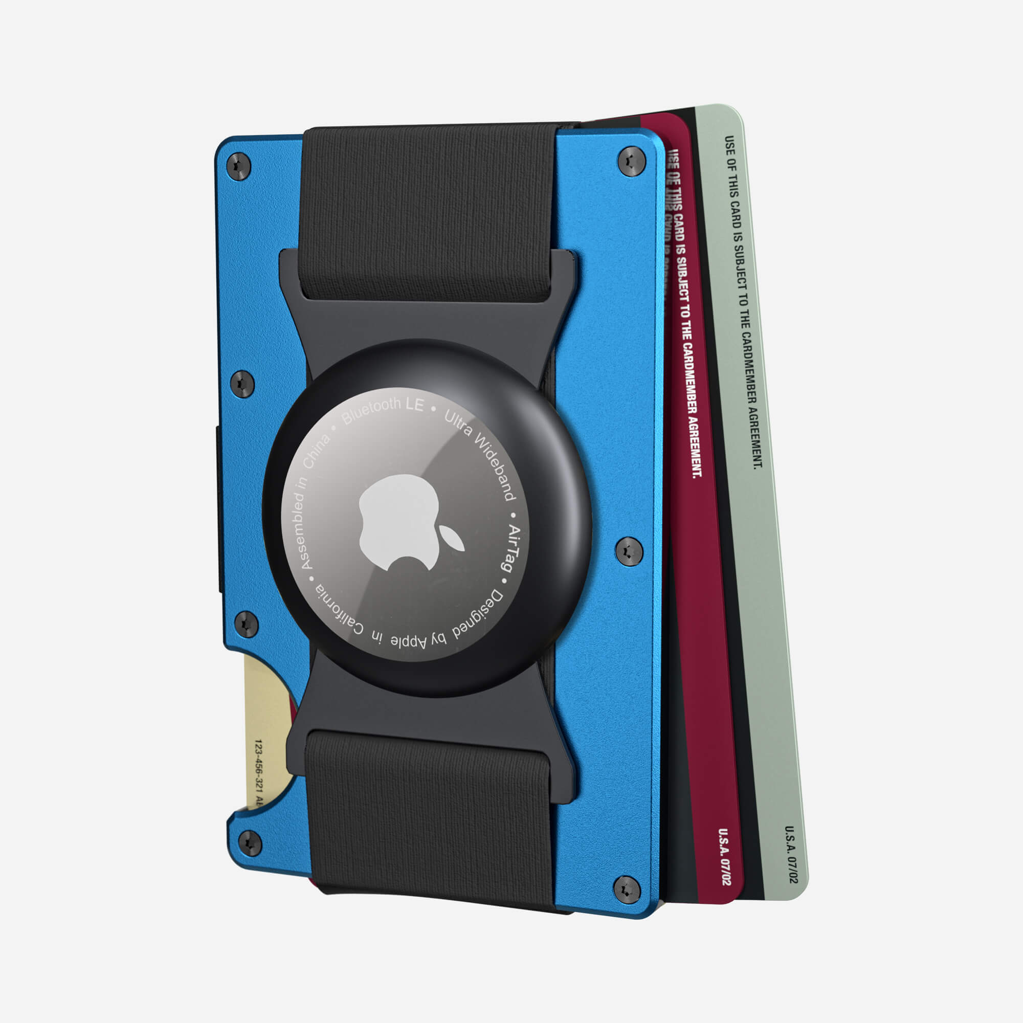 Personalised AirTag Cash Strap Wallet (Velocity Blue) Essential Bundle