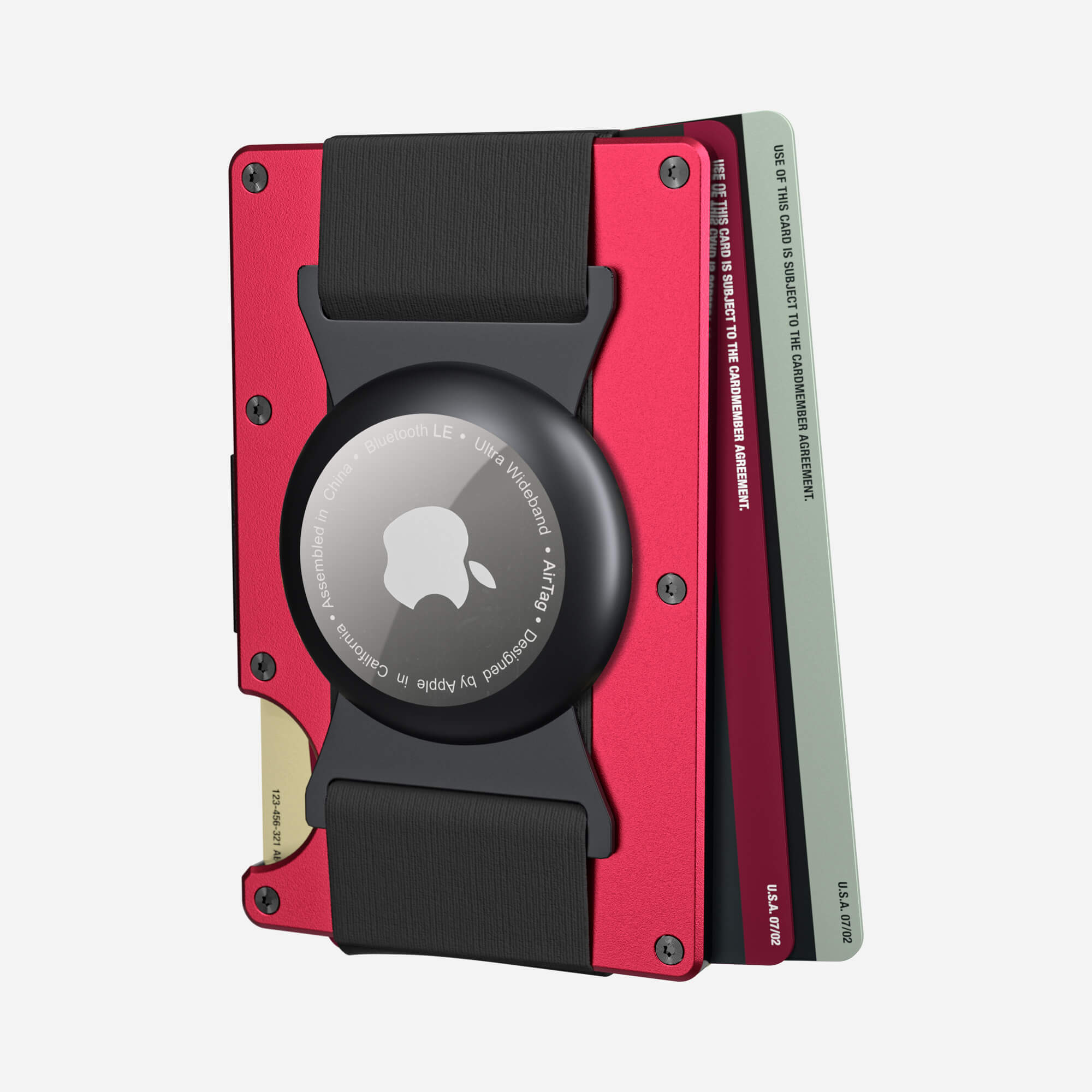 Personalised AirTag Cash Strap Wallet (Volcano Red) Essential Bundle