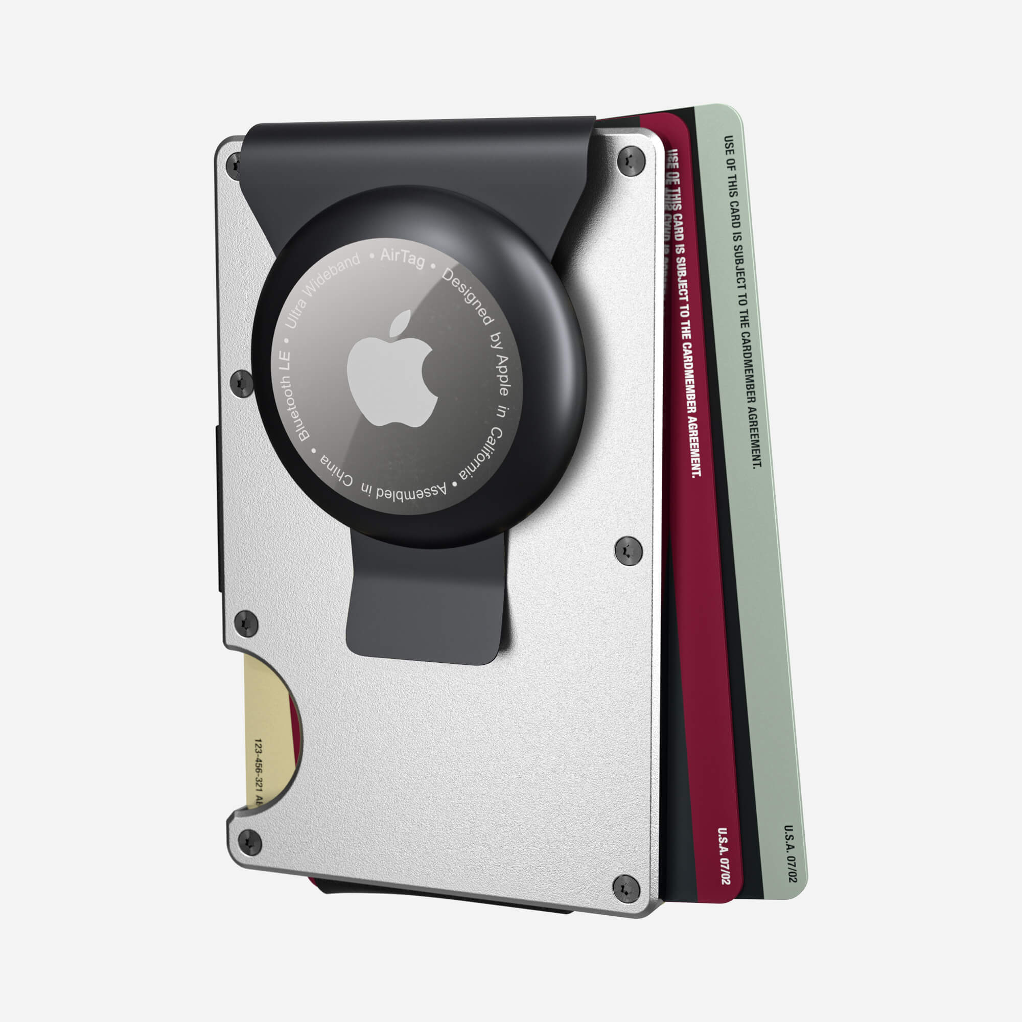 Personalised AirTag Money Clip Wallet (Ghost Silver) Essential Bundle