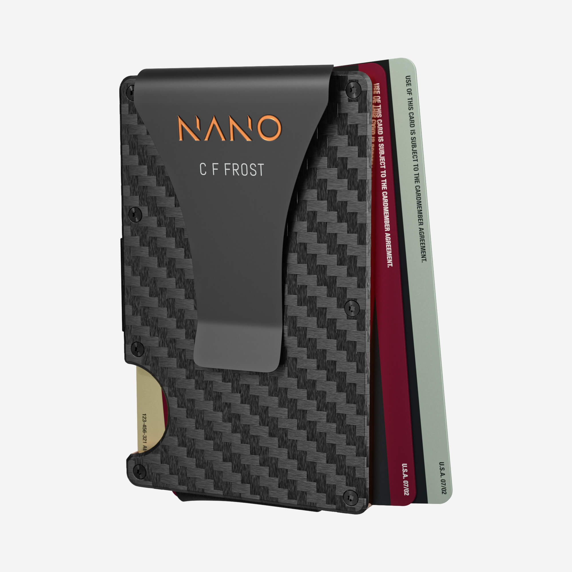 002 Personalised Money Clip Wallet (Stealth Black/Ventura Orange)
