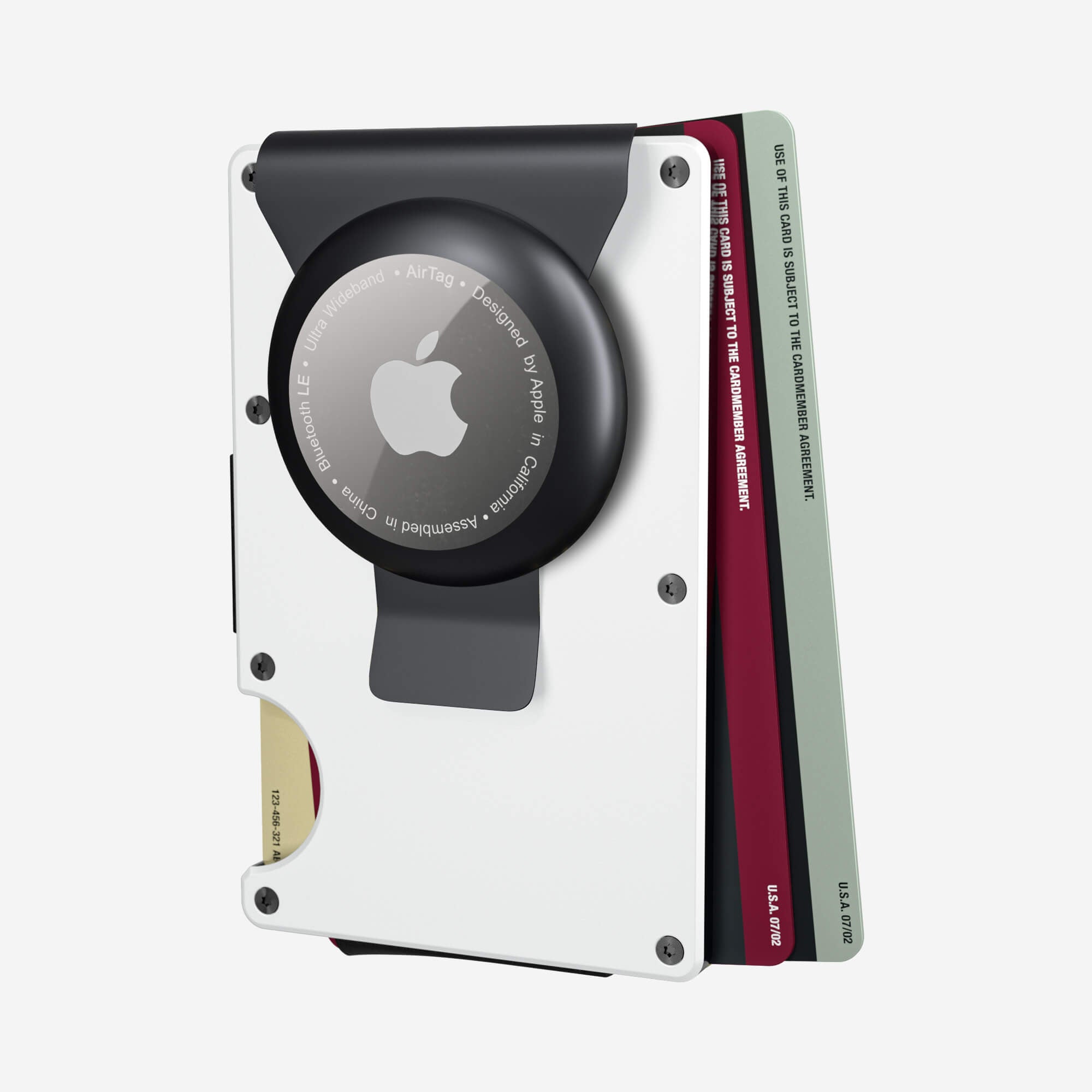 Personalised AirTag Money Clip Wallet (Carrera White) Essential Bundle