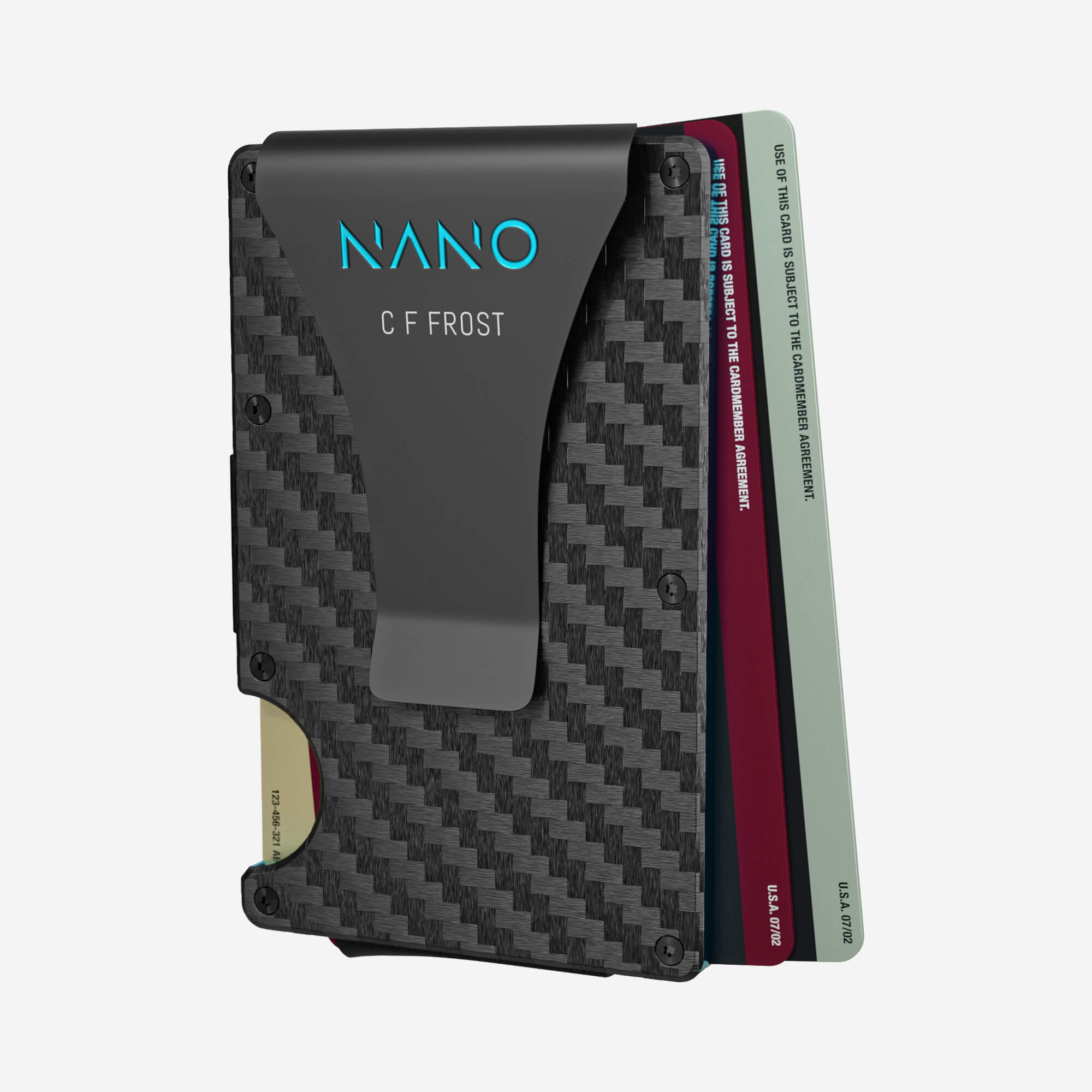 004 Personalised Money Clip Wallet (Stealth Black/Miami Blue)