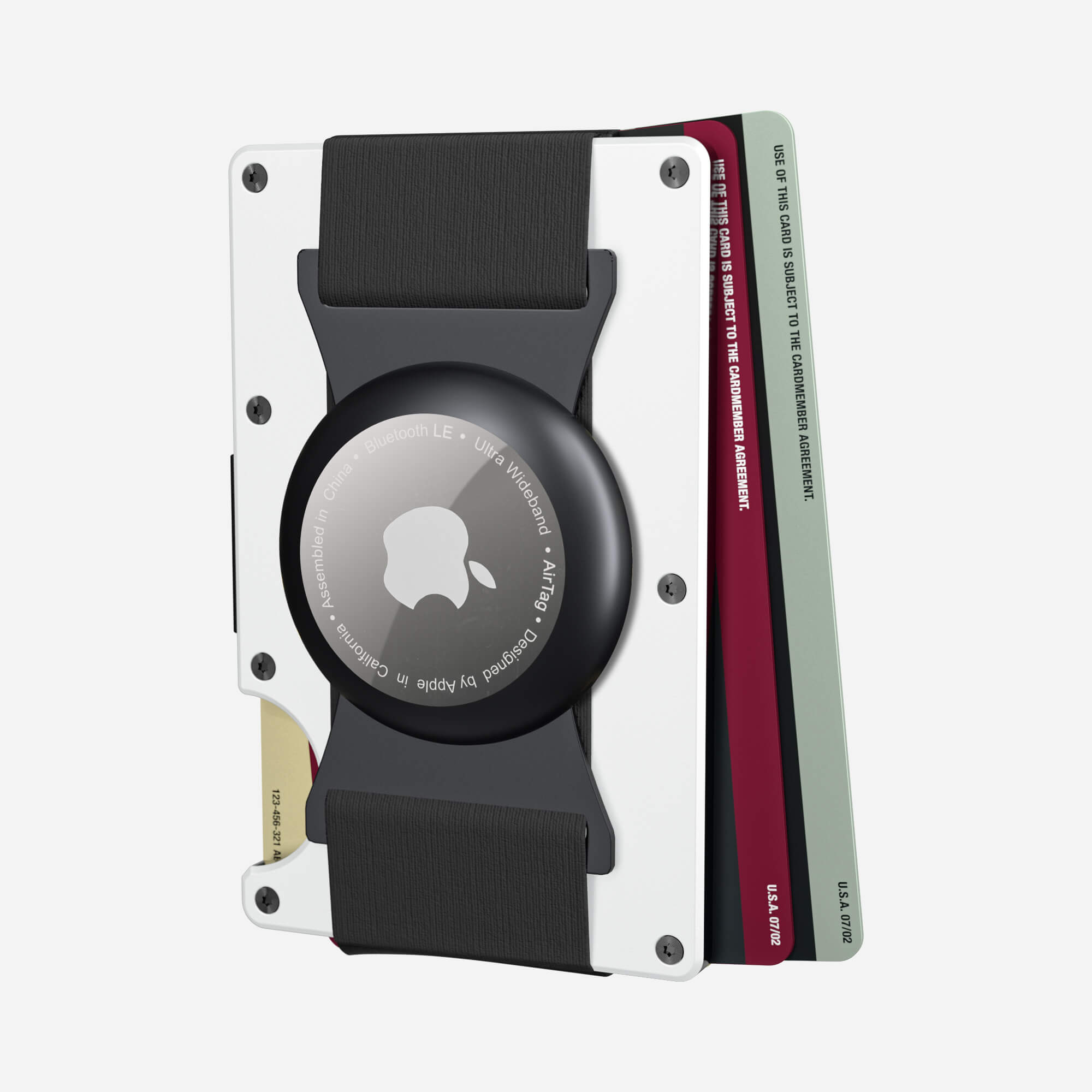 Personalised AirTag Cash Strap Wallet (Carrera White)