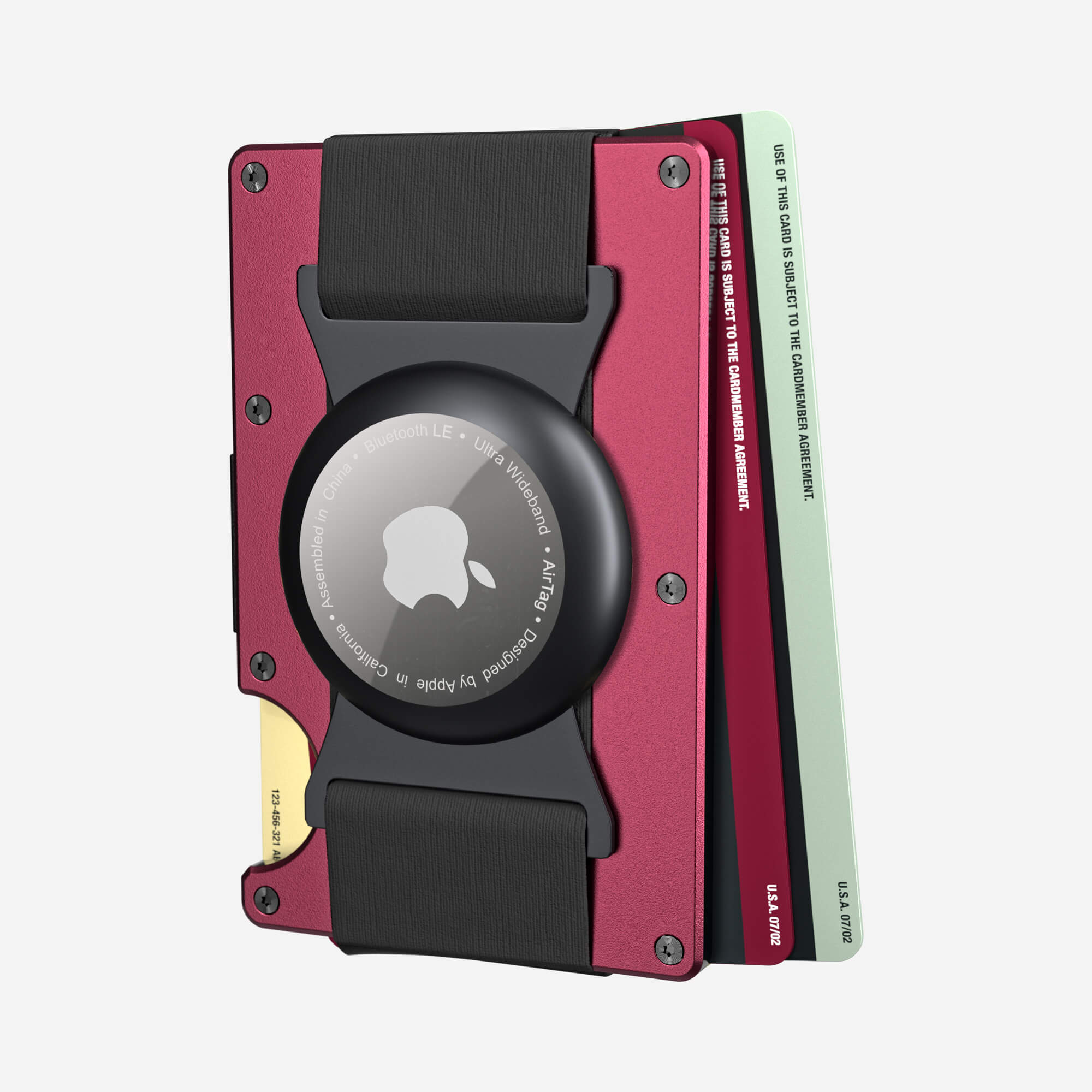 Personalised AirTag Cash Strap Wallet (Portofino Red) Essential Bundle