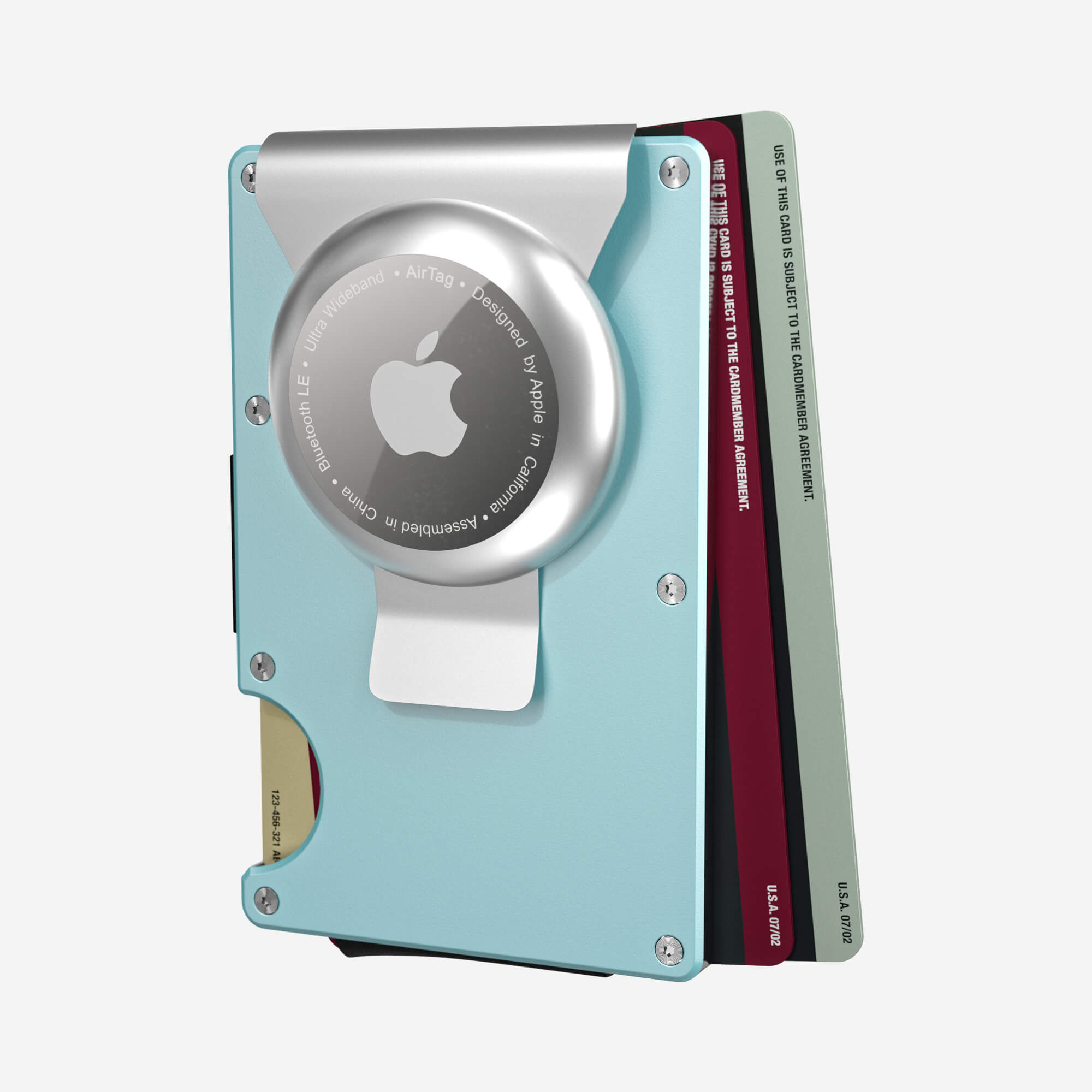 Personalised AirTag Money Clip Wallet (Ocean Mist) Essential Bundle