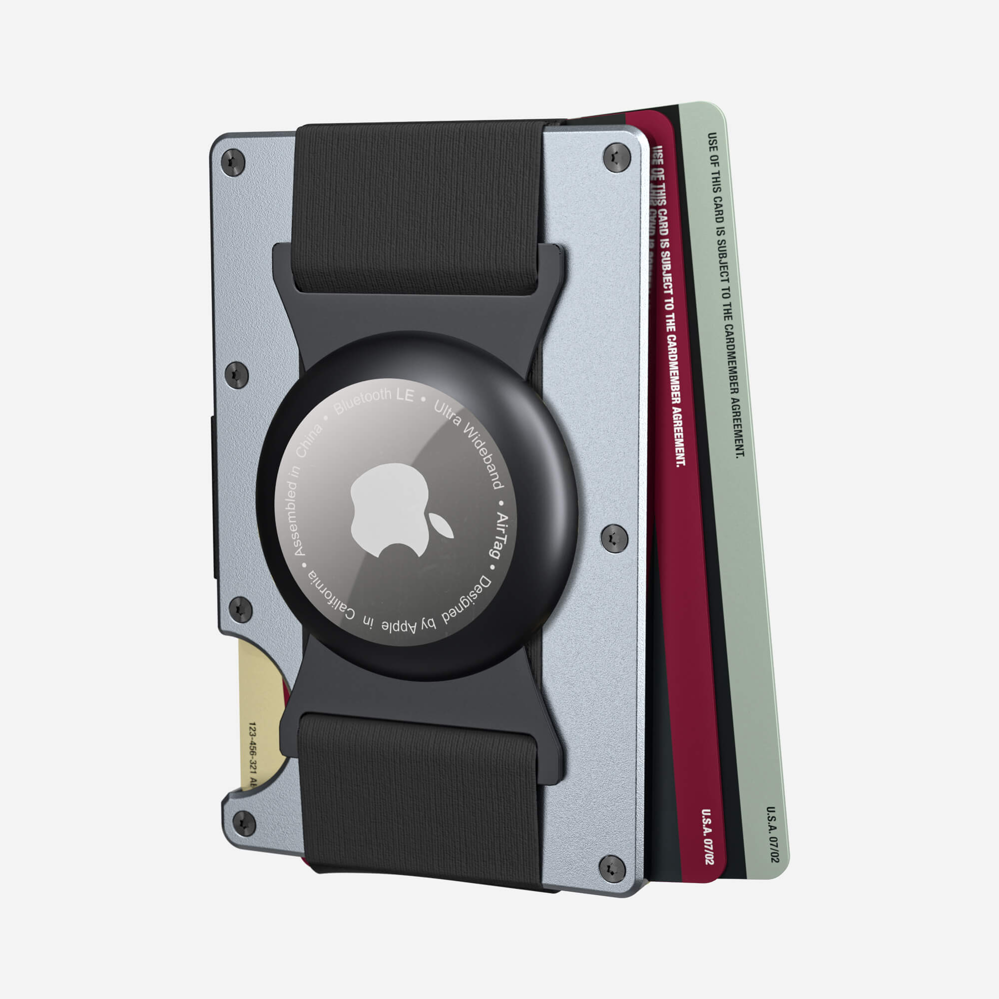 Personalised AirTag Cash Strap Wallet (Spyder Grey) Ultimate Bundle