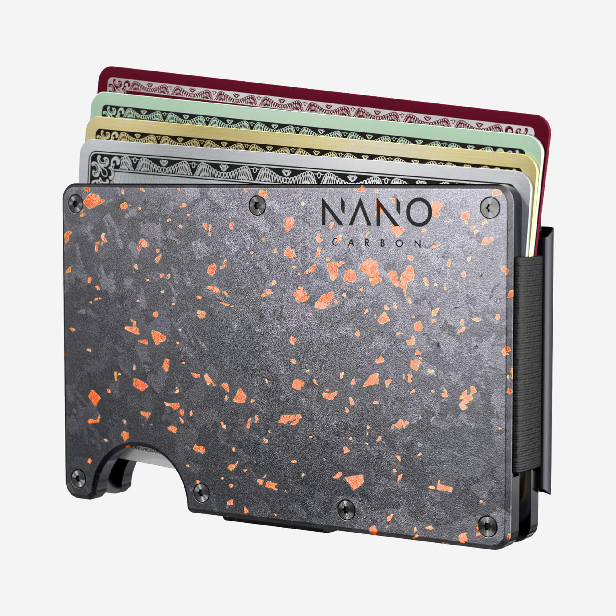 Personalised Money Clip Wallet (Nero/Arancione) Essential Bundle
