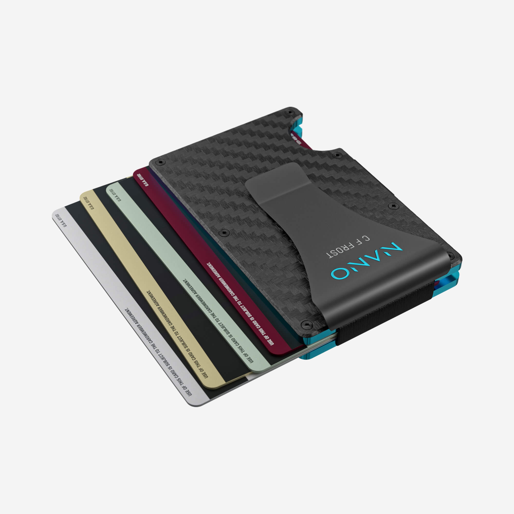 004 Personalised Money Clip Wallet (Stealth Black/Miami Blue)