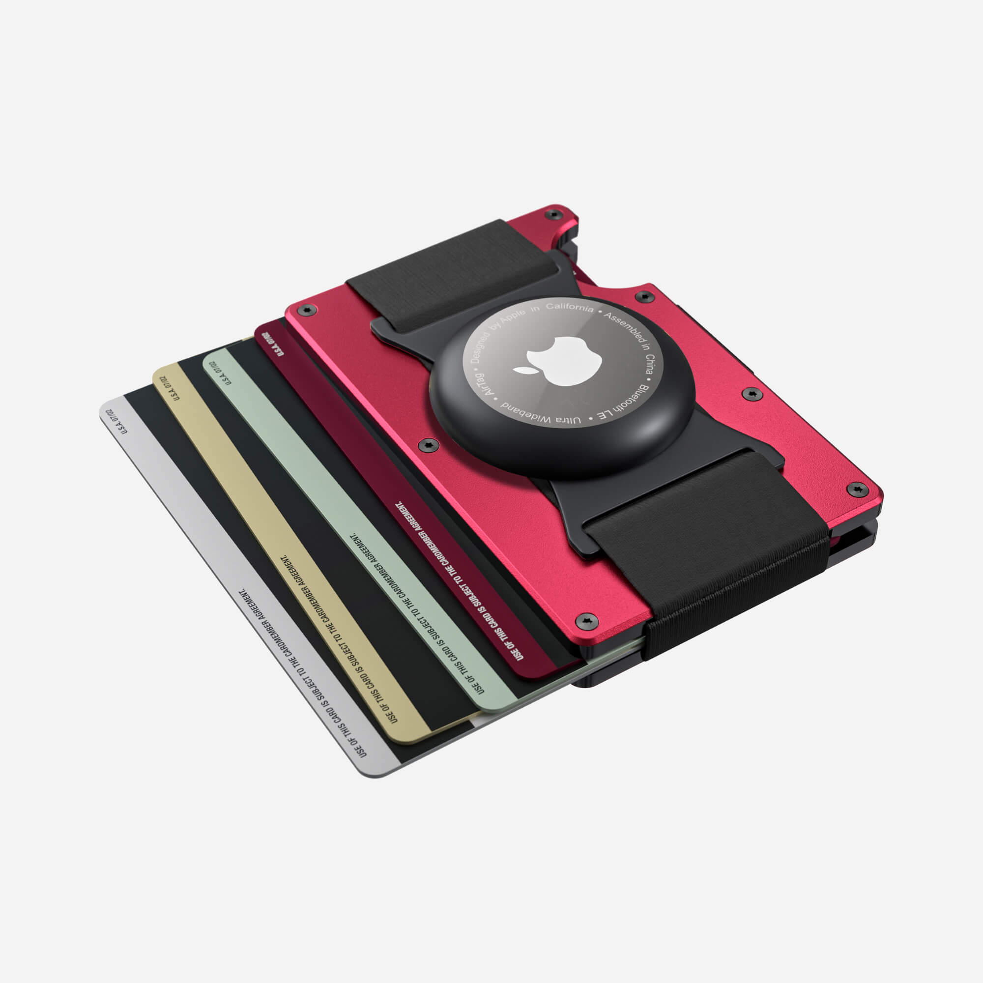 Personalised AirTag Cash Strap Wallet (Volcano Red) Essential Bundle