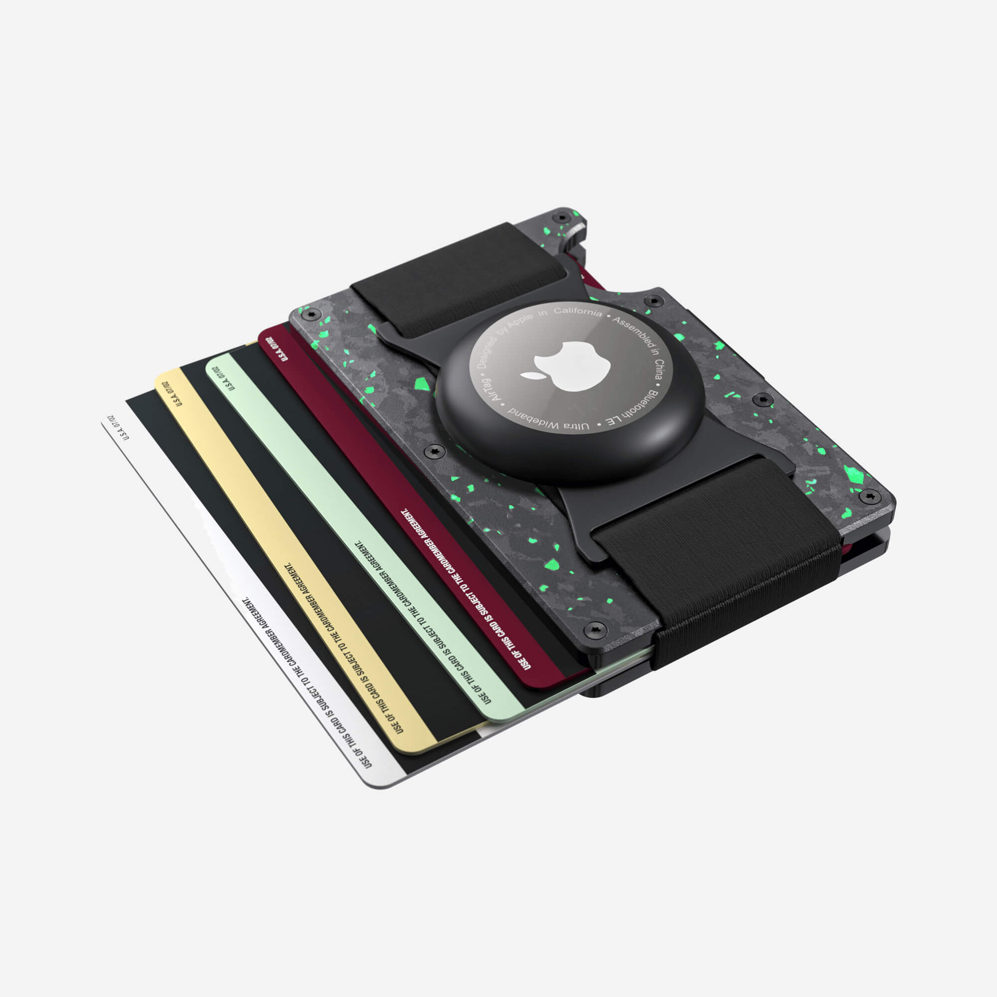 AirTag Cash Strap Wallet (Nero/Verde) Everyday Bundle