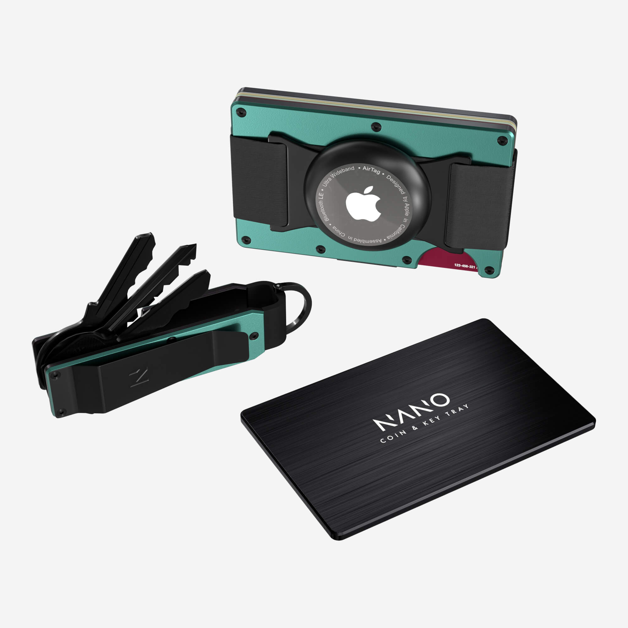 Personalised AirTag Cash Strap Wallet (Racing Green) Ultimate Bundle