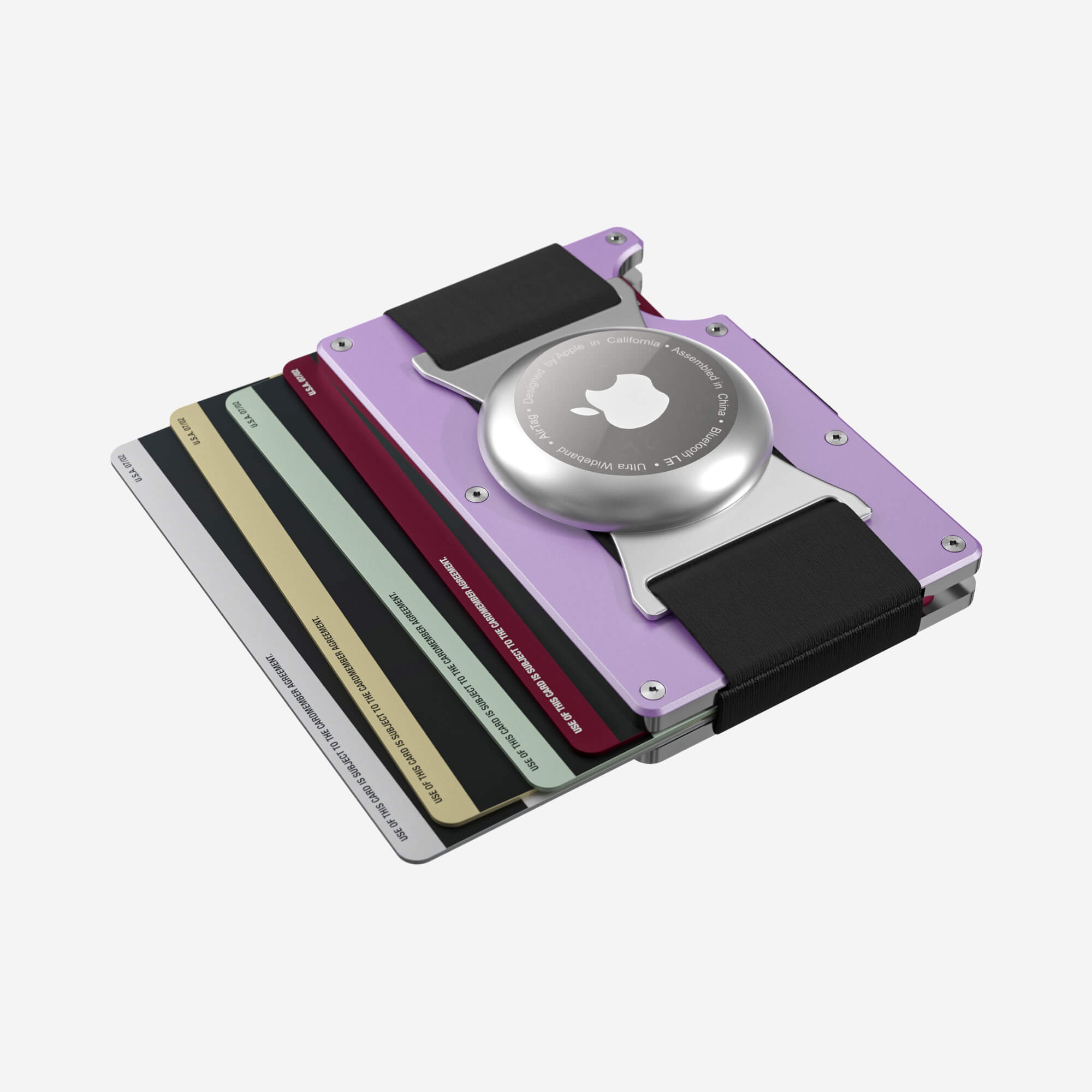 Personalised AirTag Cash Strap Wallet (Twilight Lilac) Essential Bundle