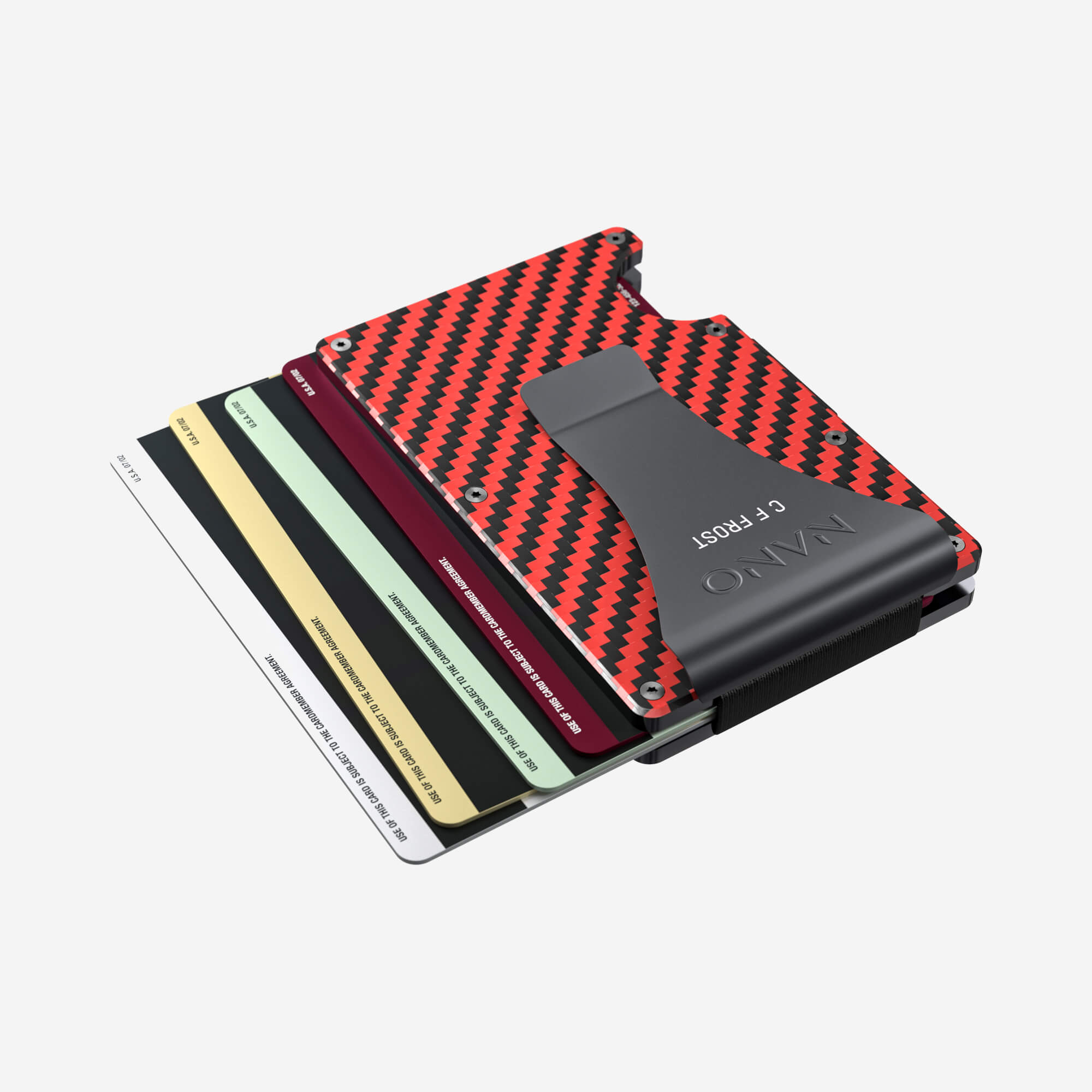 Personalised Money Clip Wallet (Diablo Red/Stealth Black) Essential Bundle