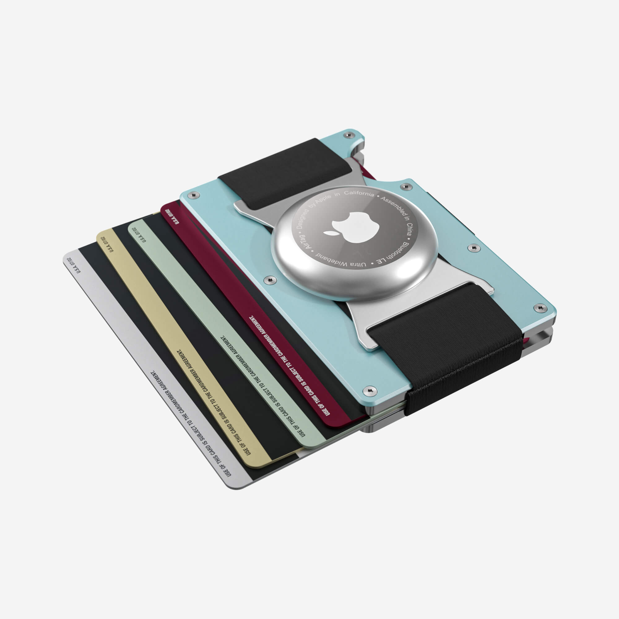 Personalised AirTag Cash Strap Wallet (Ocean Mist) Essential Bundle