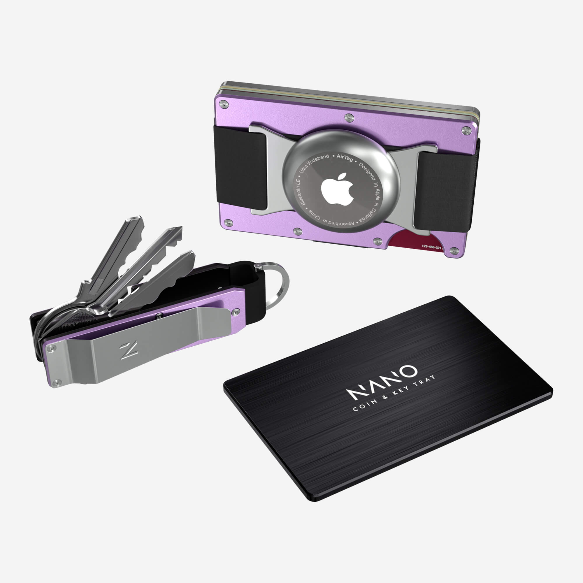 Personalised AirTag Cash Strap Wallet (Twilight Lilac) Ultimate Bundle