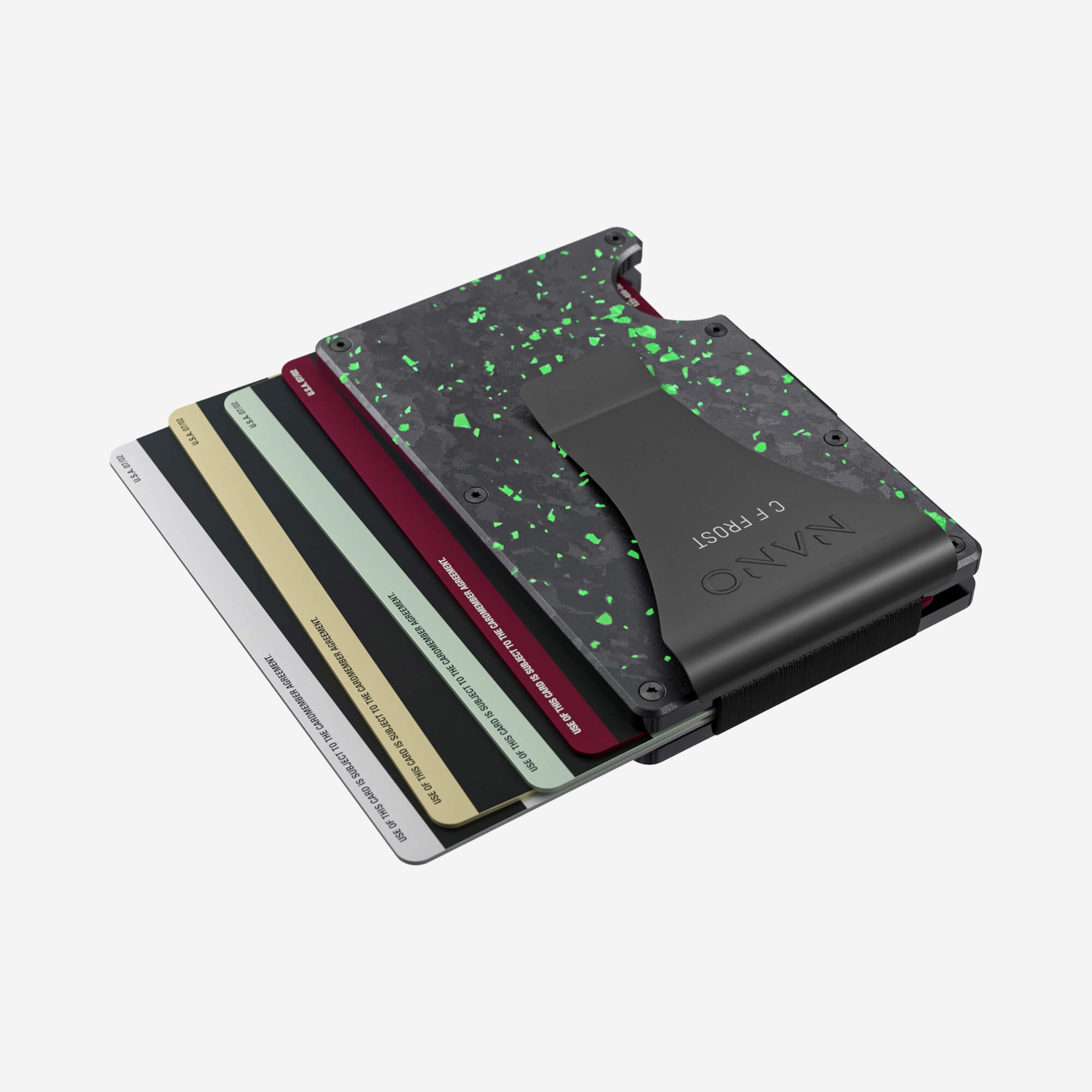 Personalised Money Clip Wallet (Nero/Verde) Everyday Bundle