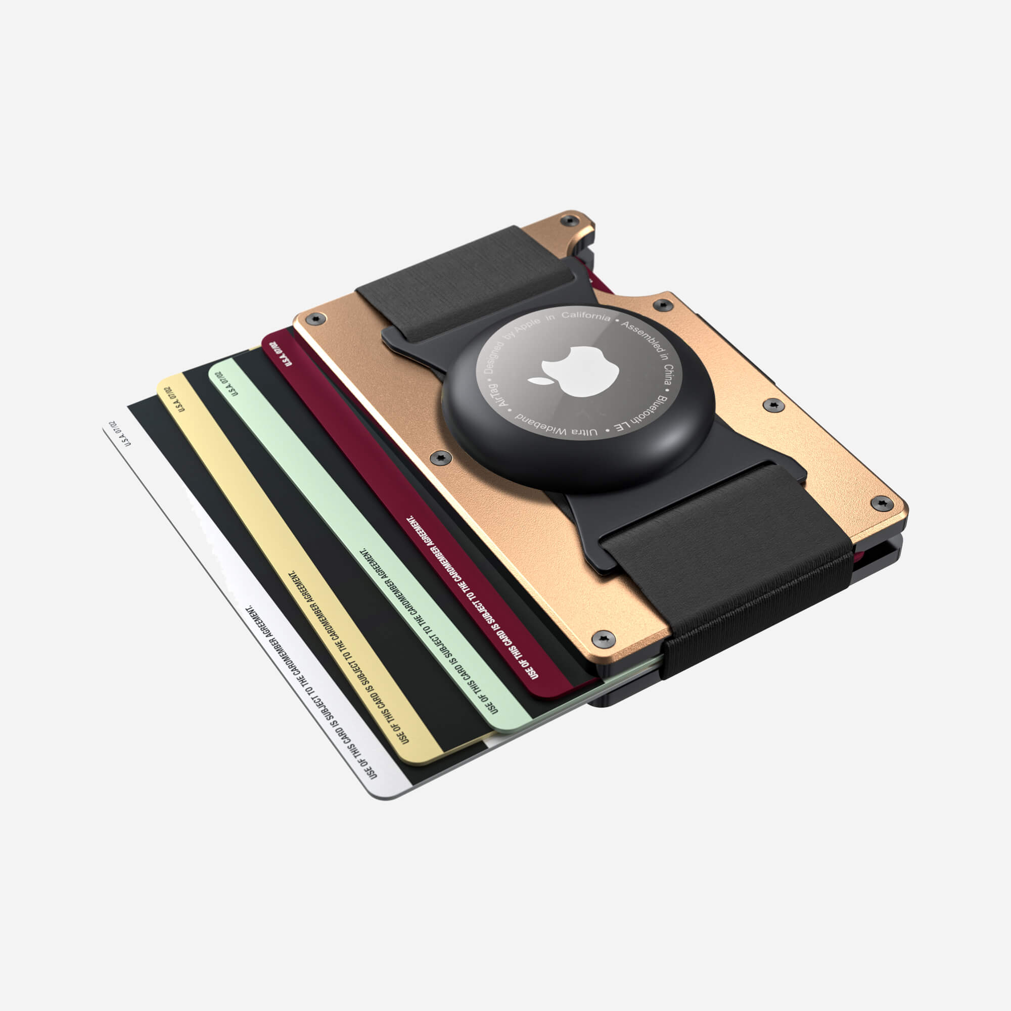 Personalised AirTag Cash Strap Wallet (Spectre Gold) Essential Bundle