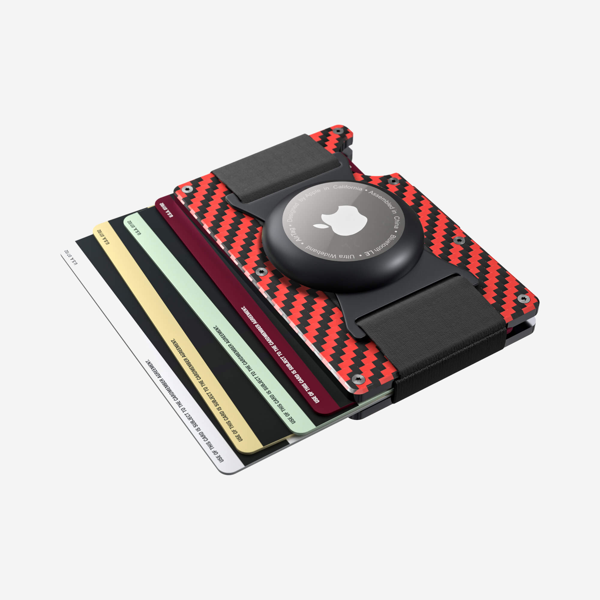 AirTag Cash Strap Wallet (Diablo Red/Stealth Black) Everyday Bundle