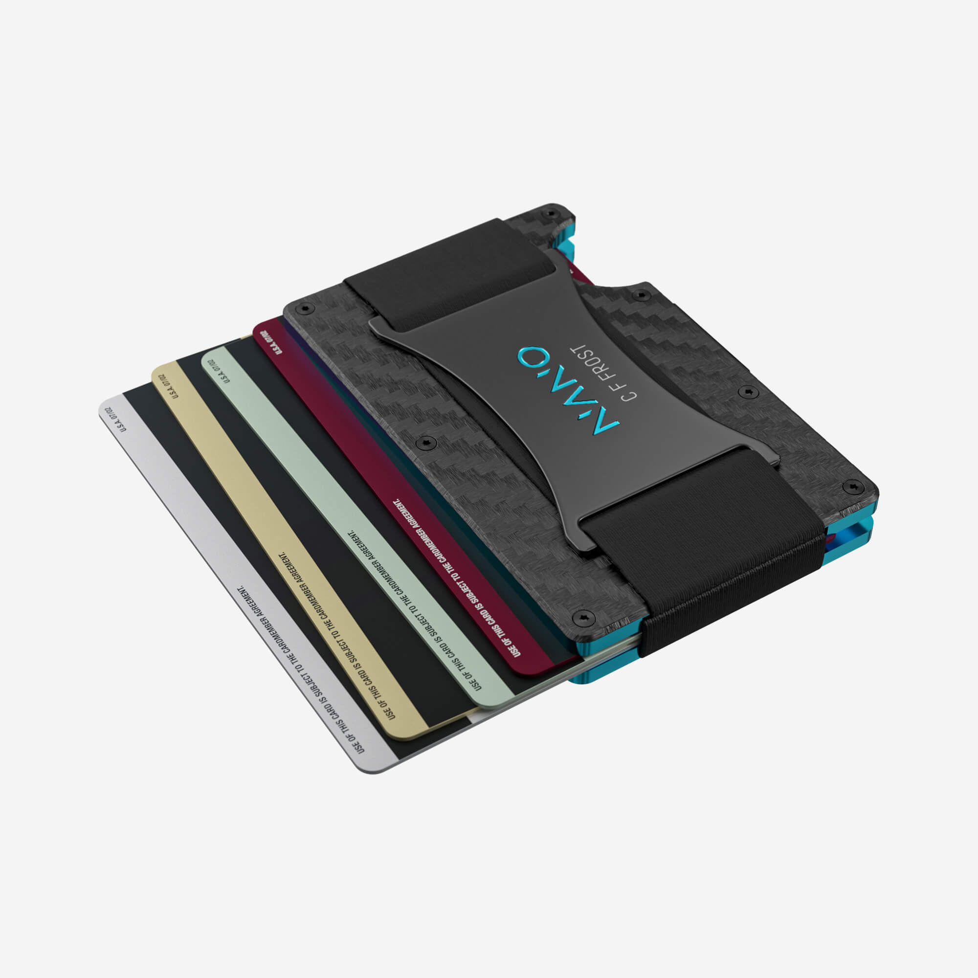 004 Personalised Cash Strap Wallet (Stealth Black/Miami Blue)