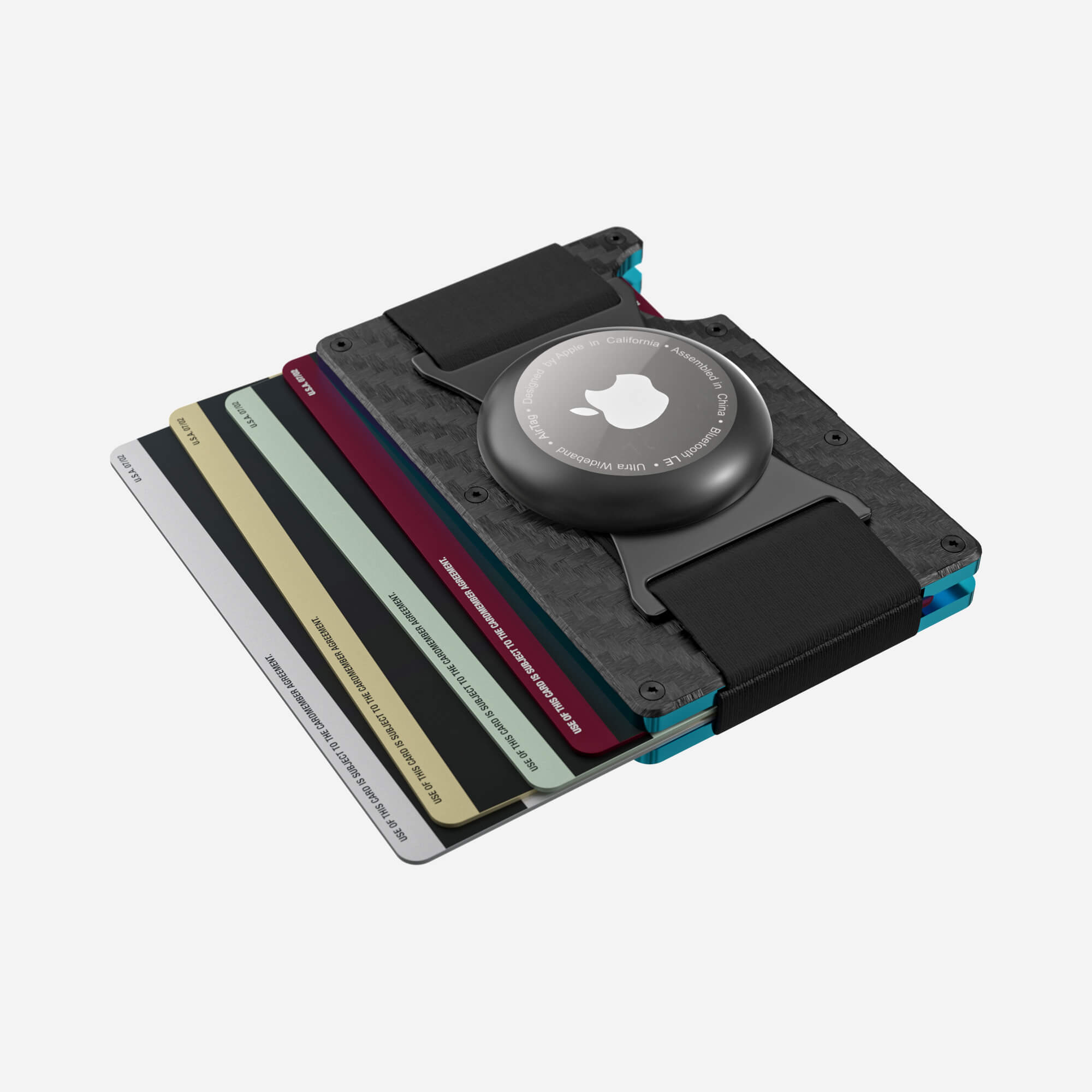 004 AirTag Cash Strap Wallet (Stealth Black/Miami Blue)