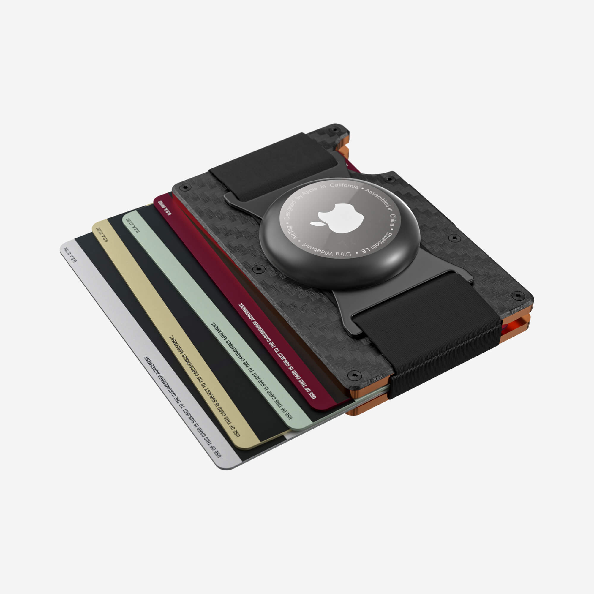 002 AirTag Cash Strap Wallet (Stealth Black/Ventura Orange)