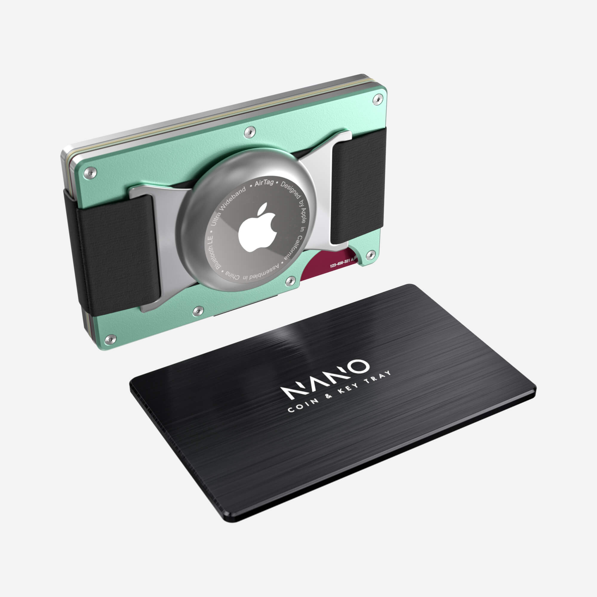 Personalised AirTag Cash Strap Wallet (Orchard Mint) Essential Bundle