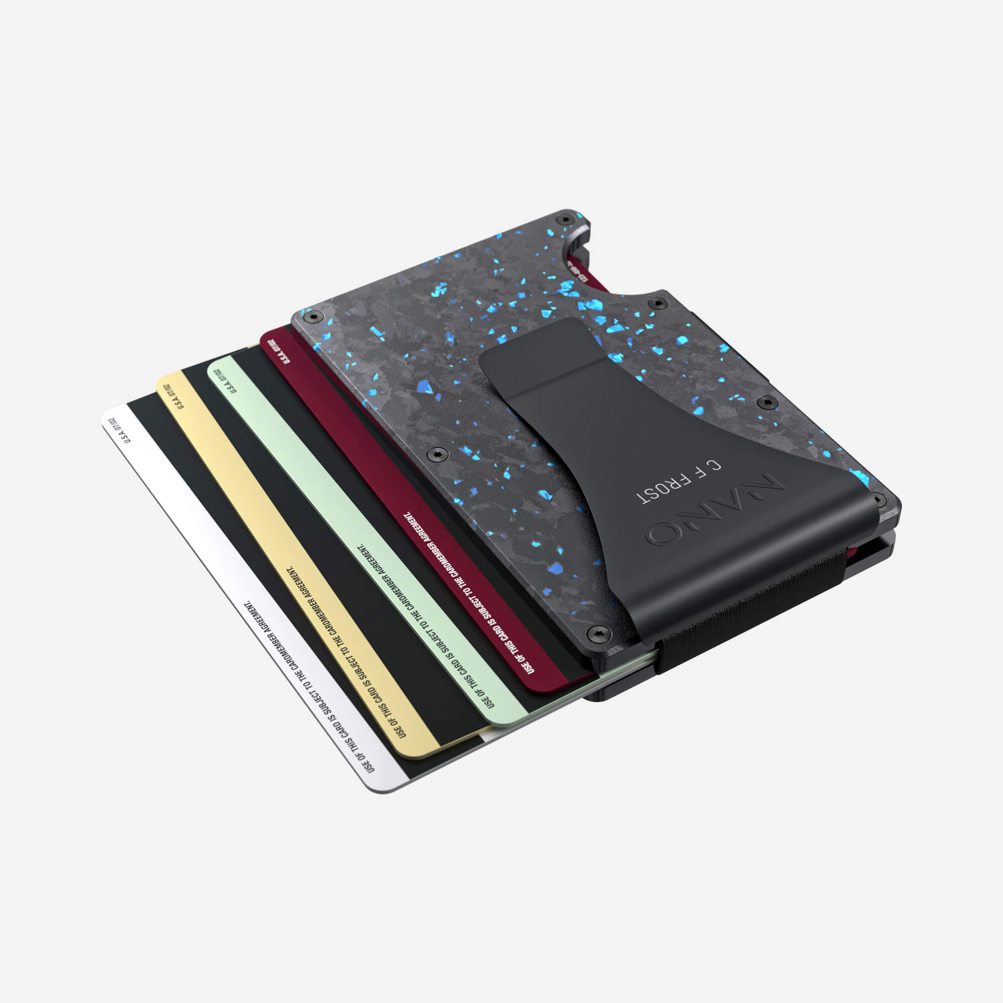 Personalised Money Clip Wallet (Nero/Azzuro) Essential Bundle