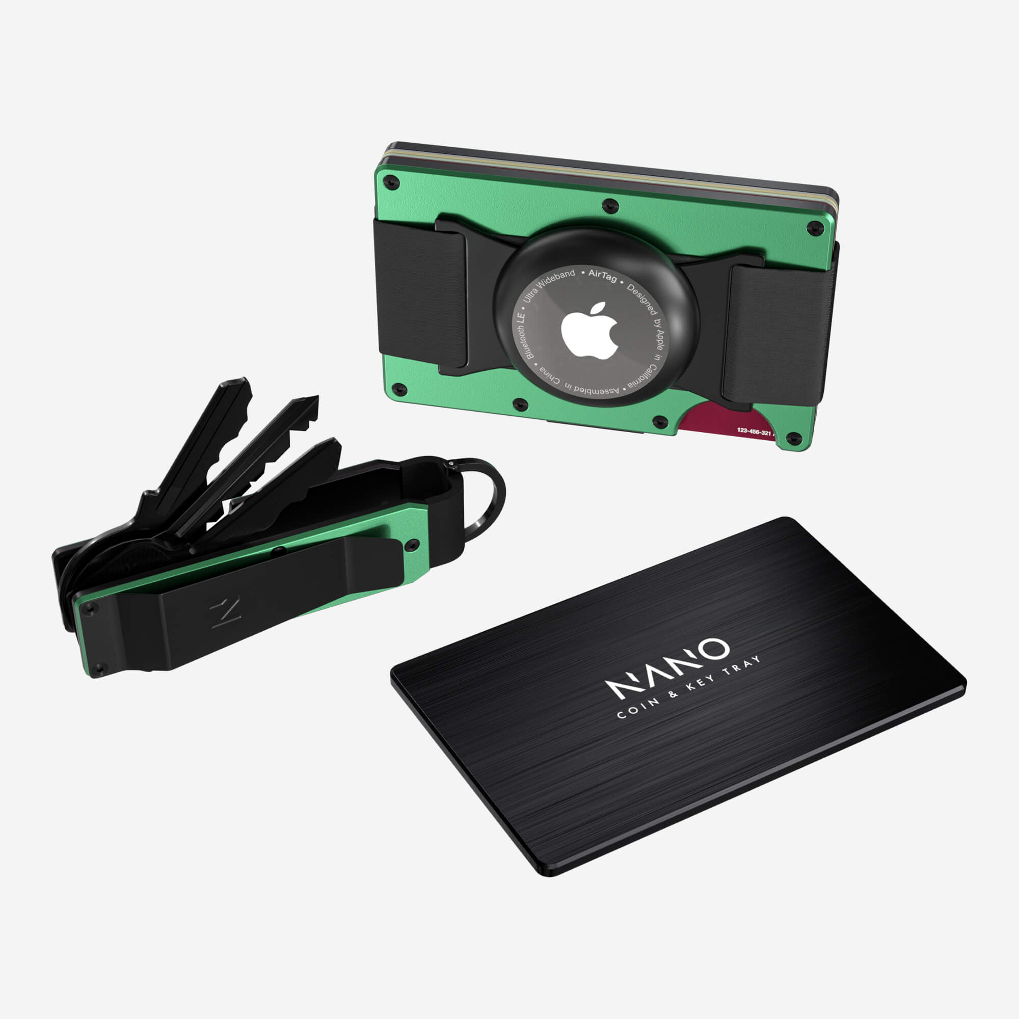 Personalised AirTag Cash Strap Wallet (Viper Green) Ultimate Bundle