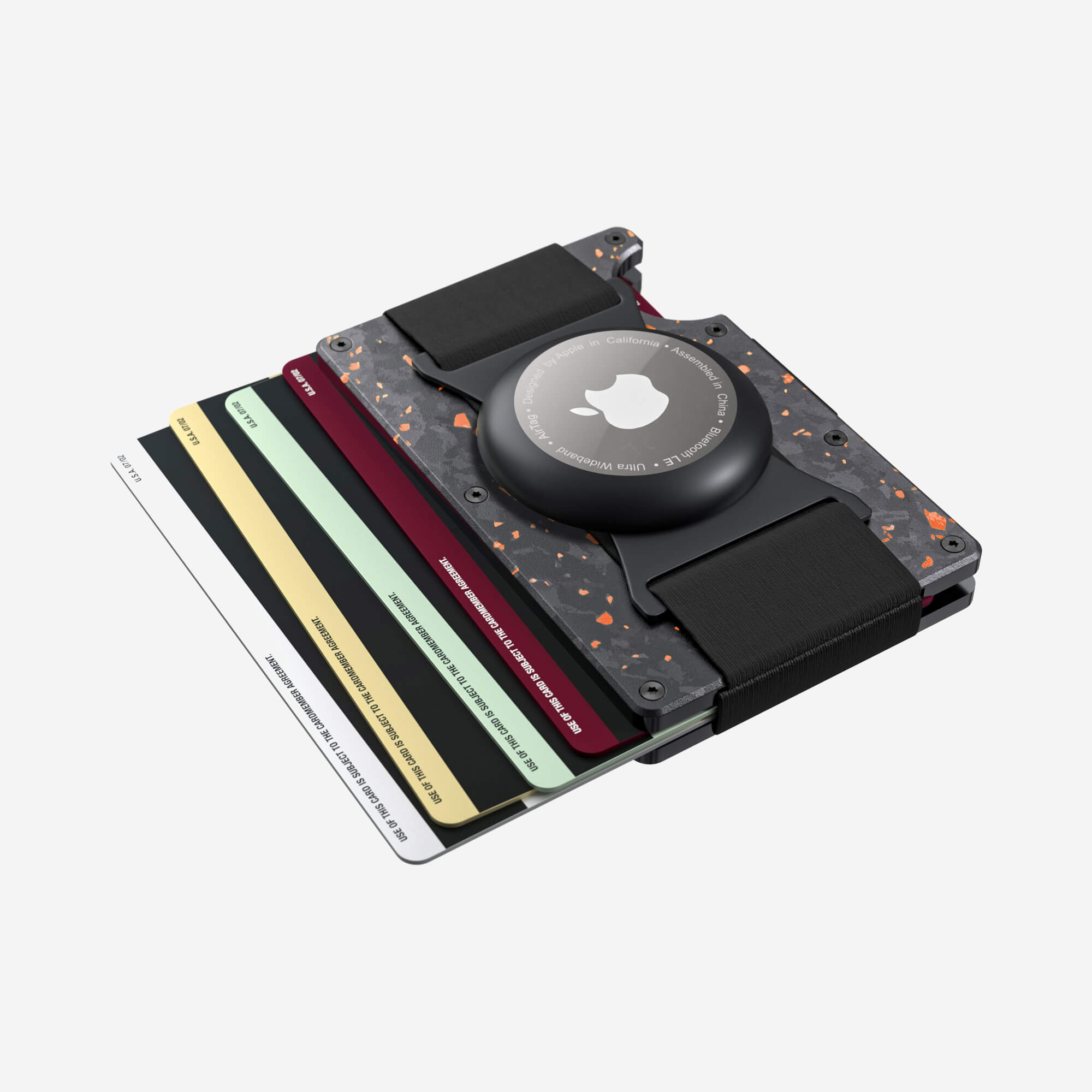 AirTag Cash Strap Wallet (Nero/Arancione) Everyday Bundle