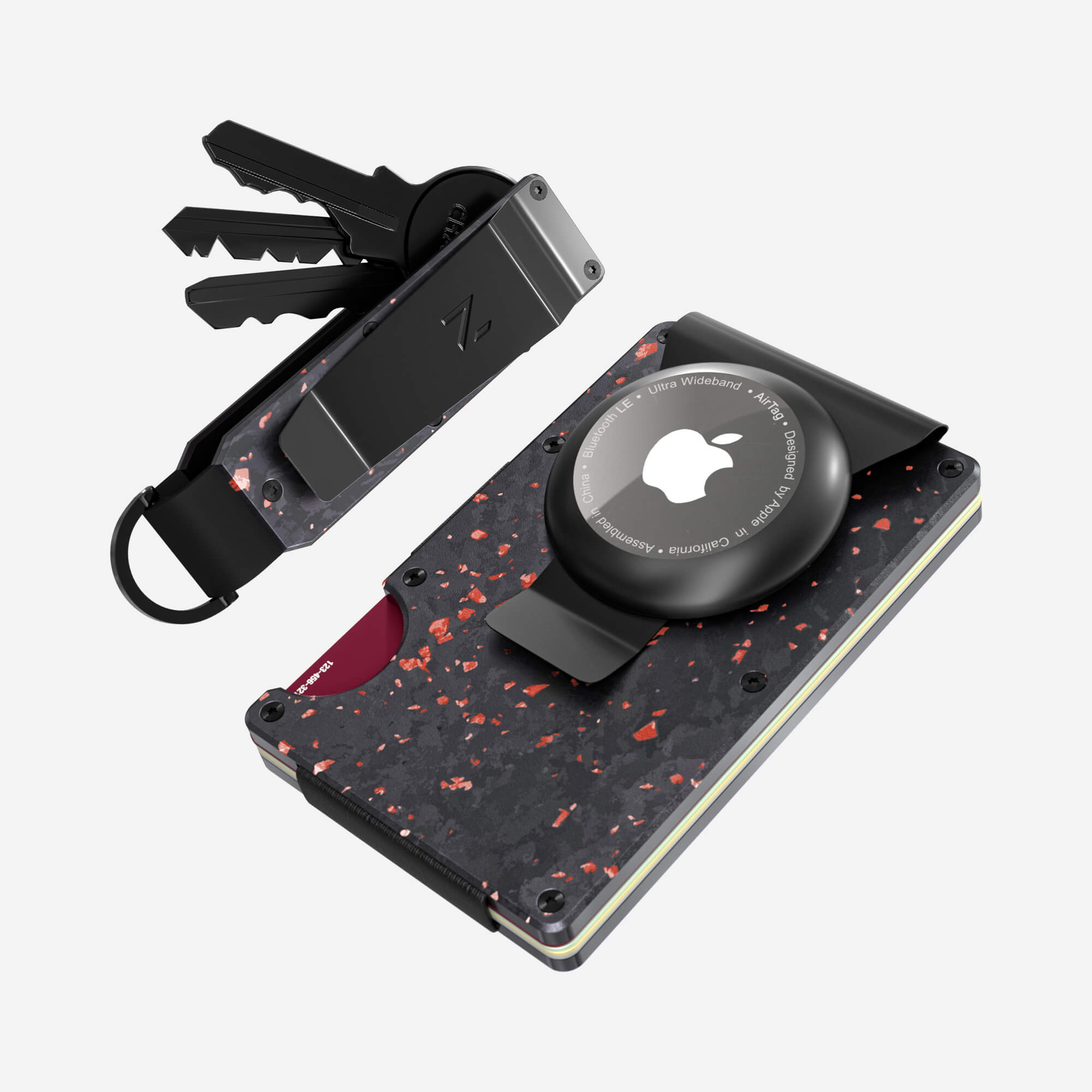 AirTag Money Clip Wallet (Nero/Rosso) Everyday Bundle