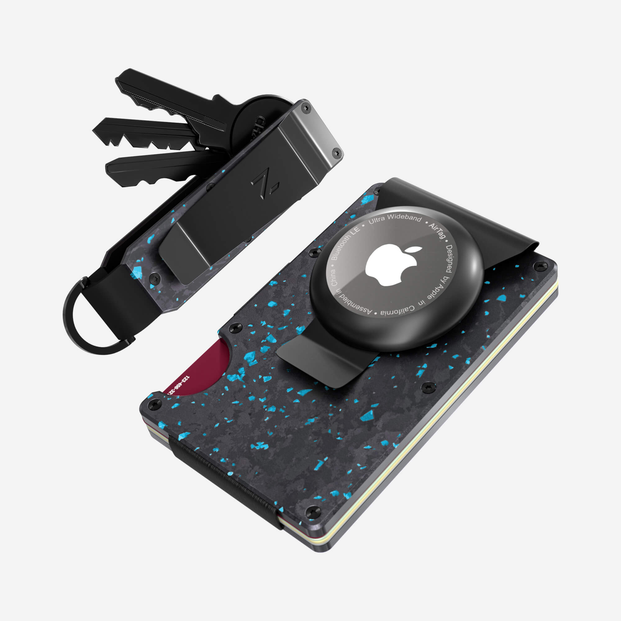 AirTag Money Clip Wallet (Nero/Azzuro) Everyday Bundle