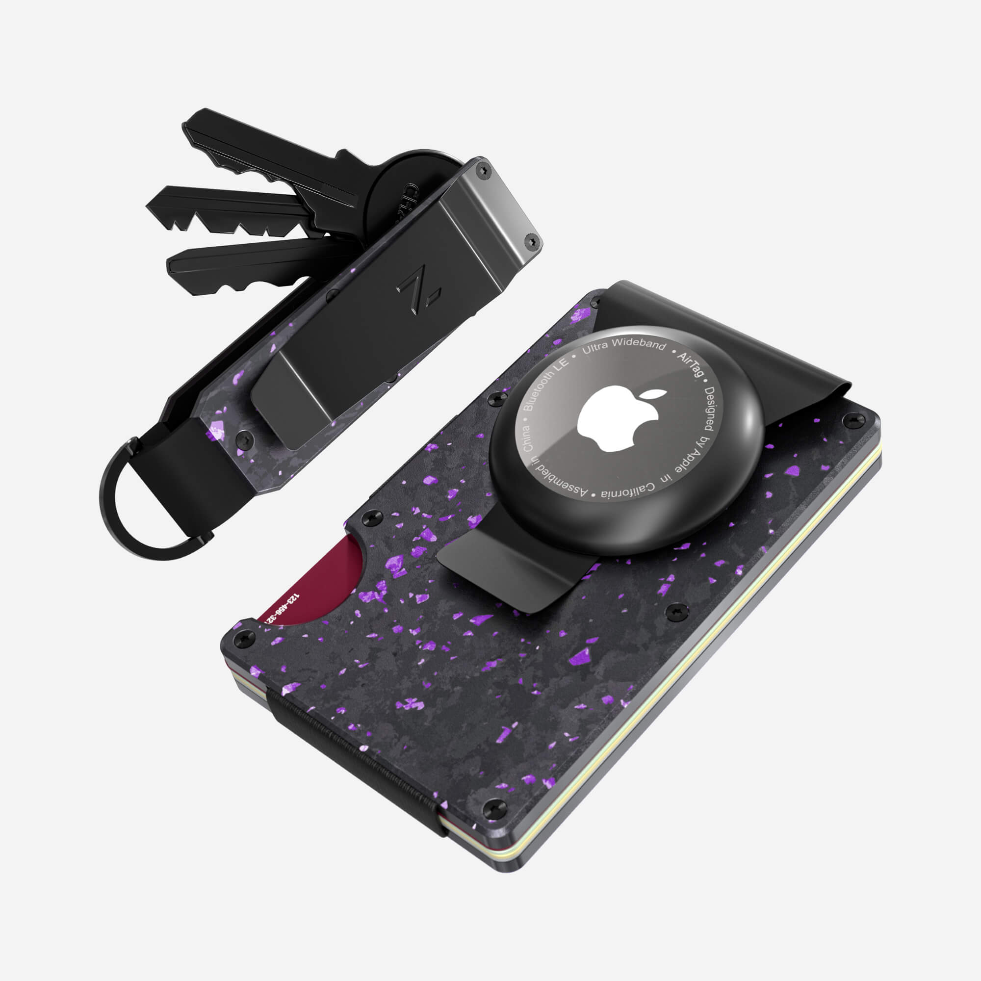 AirTag Money Clip Wallet (Nero/Viola) Everyday Bundle