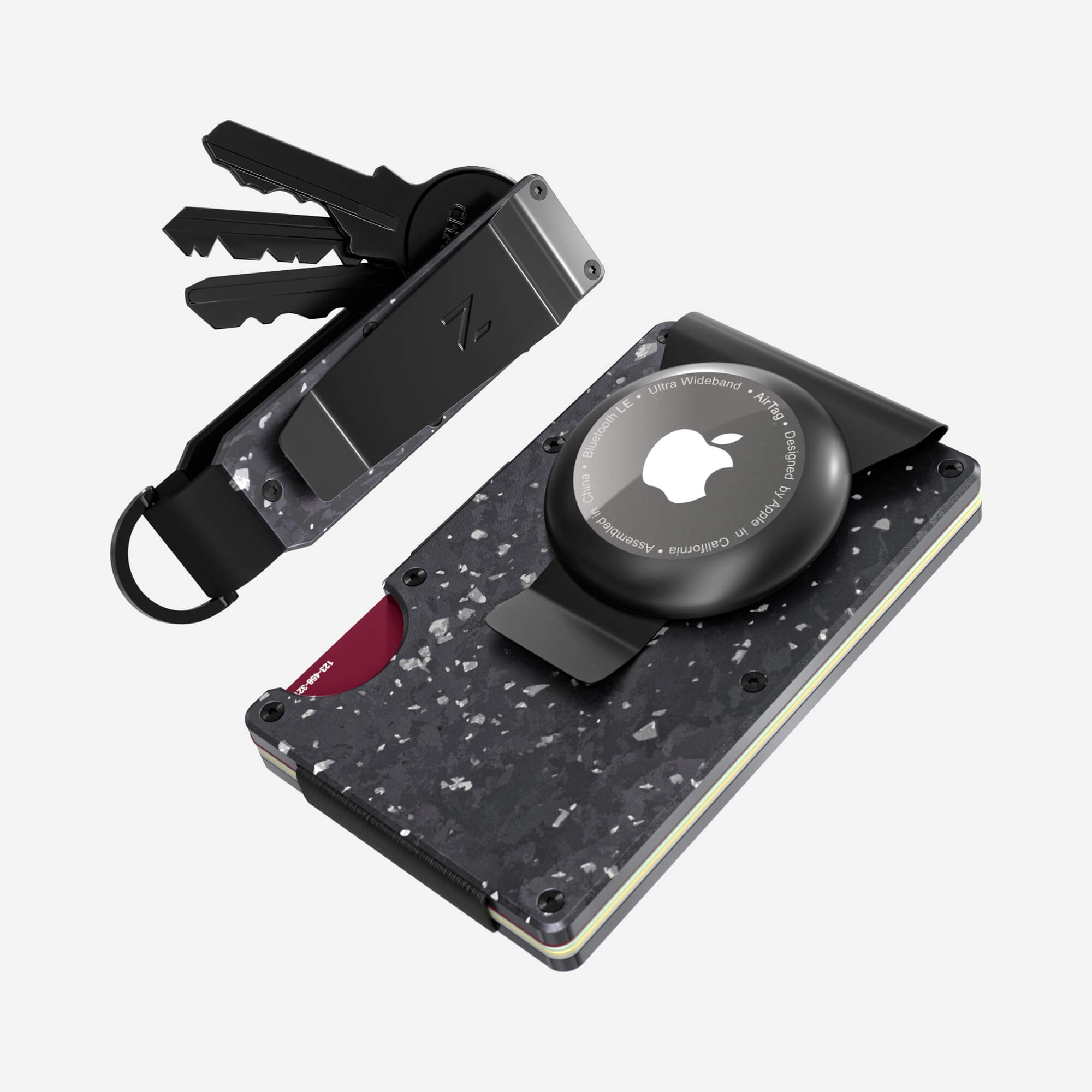 AirTag Money Clip Wallet (Nero/Argento) Everyday Bundle