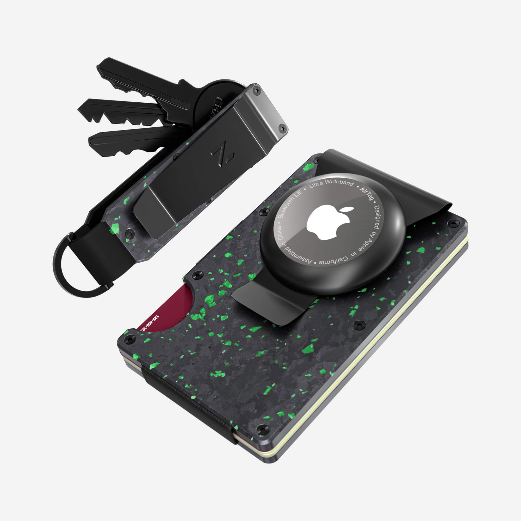 AirTag Money Clip Wallet (Nero/Verde) Everyday Bundle