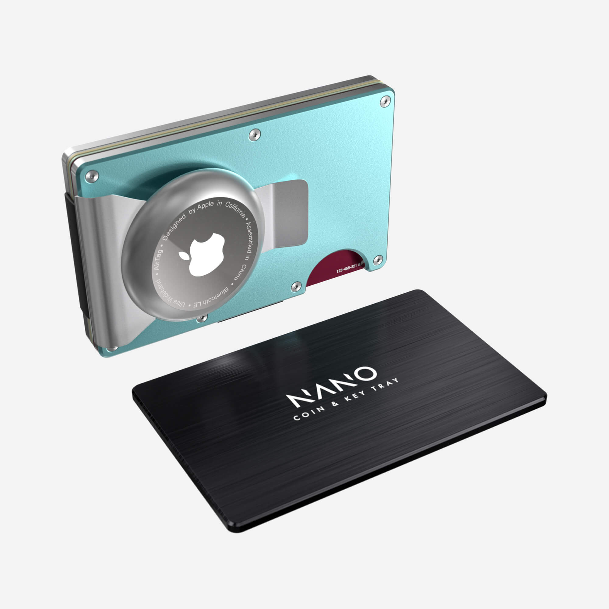 Personalised AirTag Money Clip Wallet (Ocean Mist) Essential Bundle