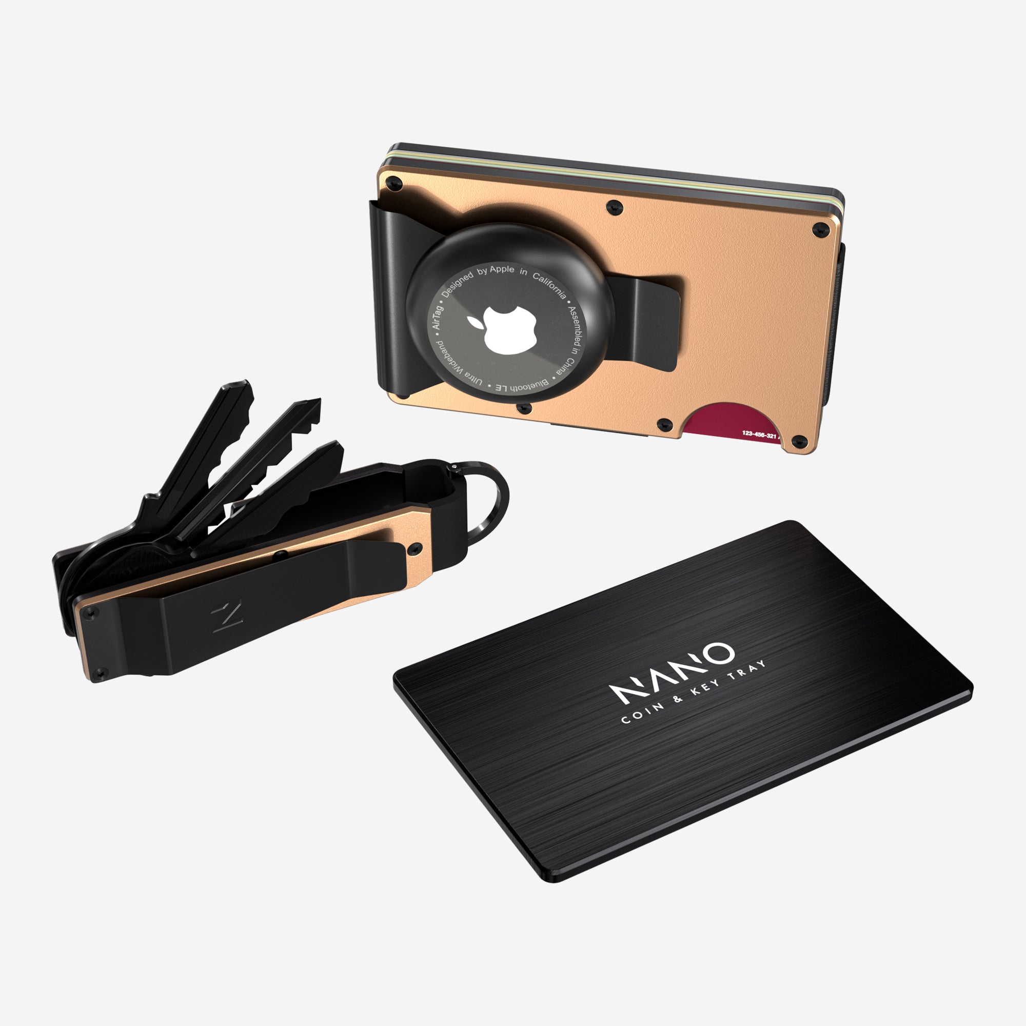 Personalised AirTag Money Clip Wallet (Spectre Gold) Ultimate Bundle