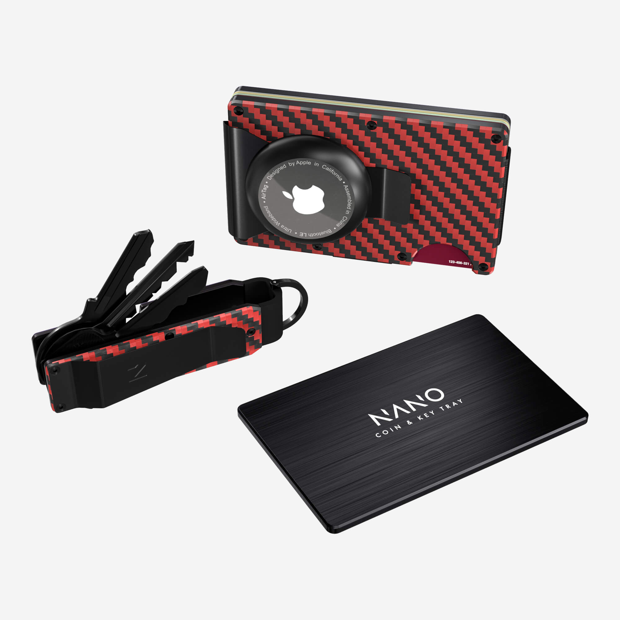 AirTag Money Clip Wallet (Diablo Red/Stealth Black) Ultimate Bundle