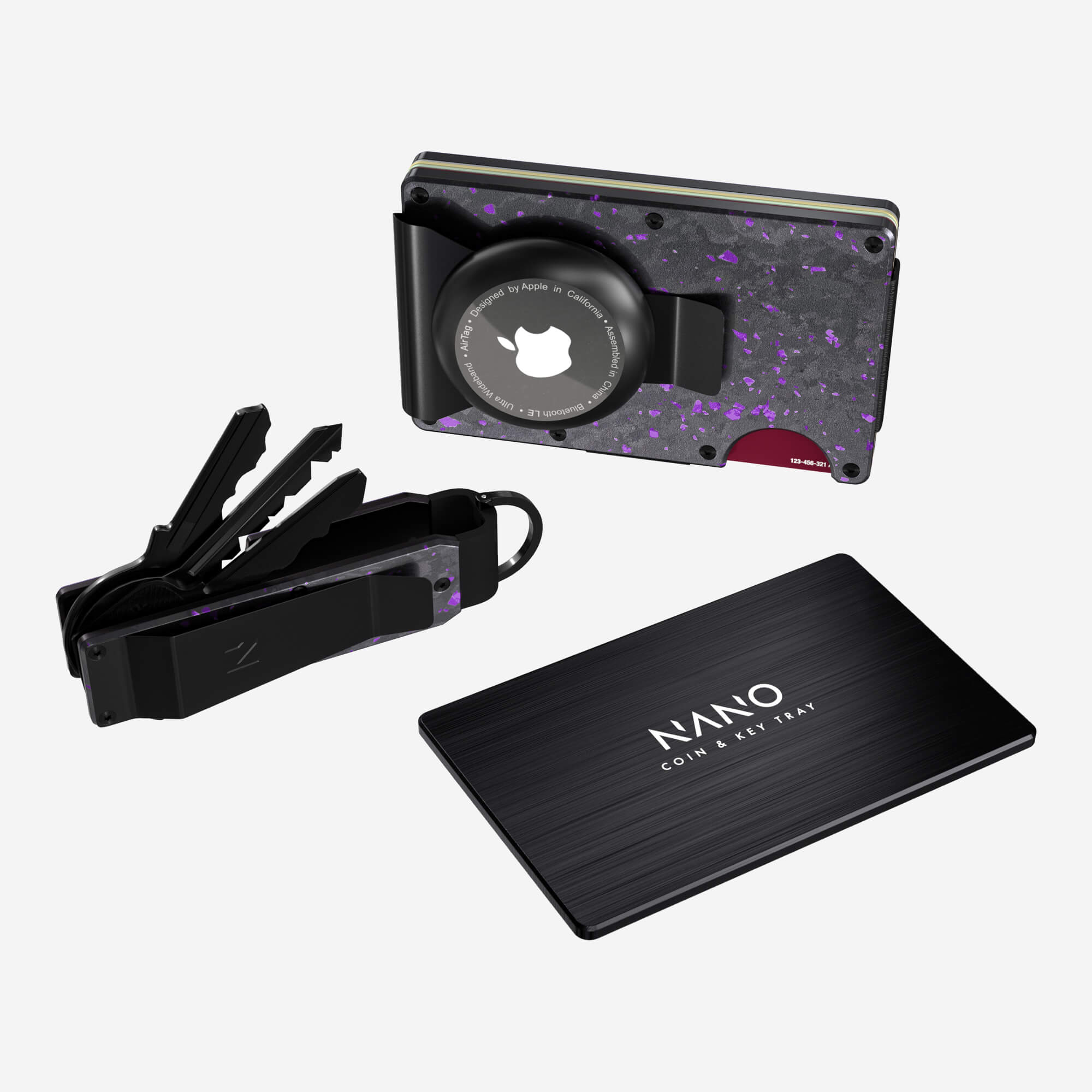 AirTag Money Clip Wallet (Nero/Viola) Ultimate Bundle