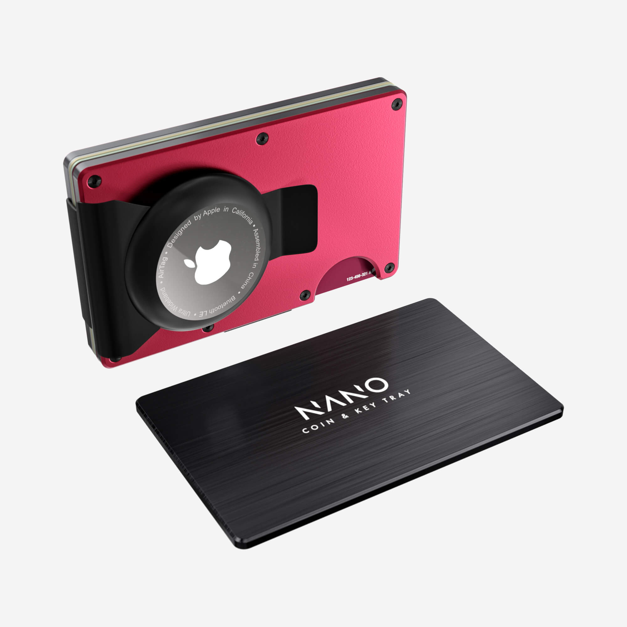 Personalised AirTag Money Clip Wallet (Volcano Red) Essential Bundle