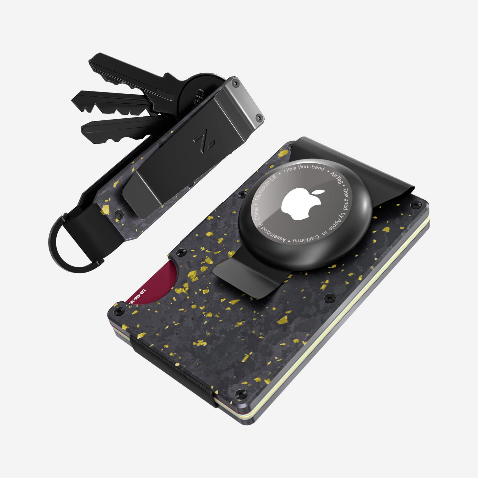 AirTag Money Clip Wallet (Nero/Oro) Everyday Bundle